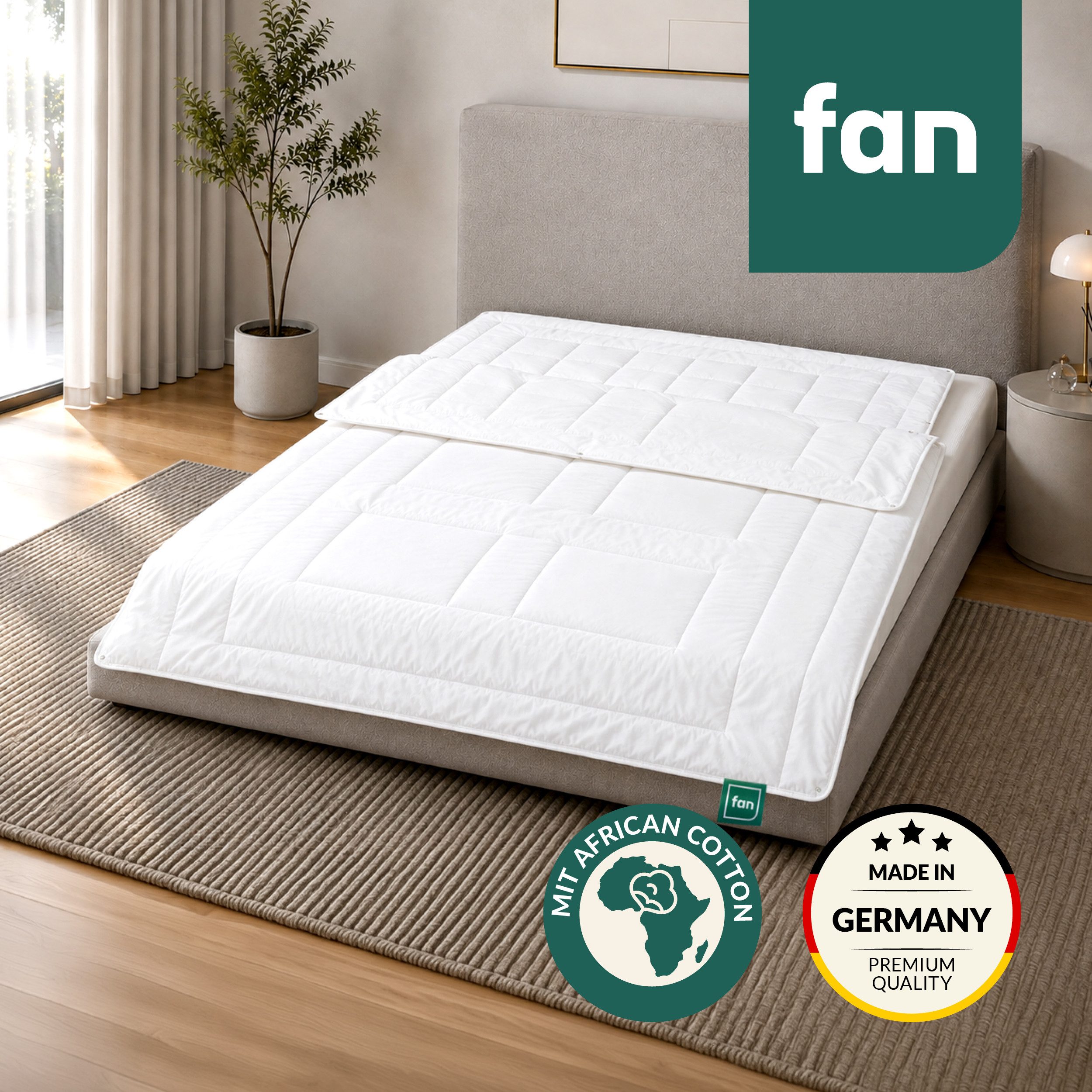 fan Naturfaserbettdecke African Cotton, 135x200 cm und weitere Größen, Füllung: 100% Lyocell (TENCEL), Bezug: 100% Baumwolle, Bettdecke für Winter oder Sommer. Hergestellt in Deutschland
