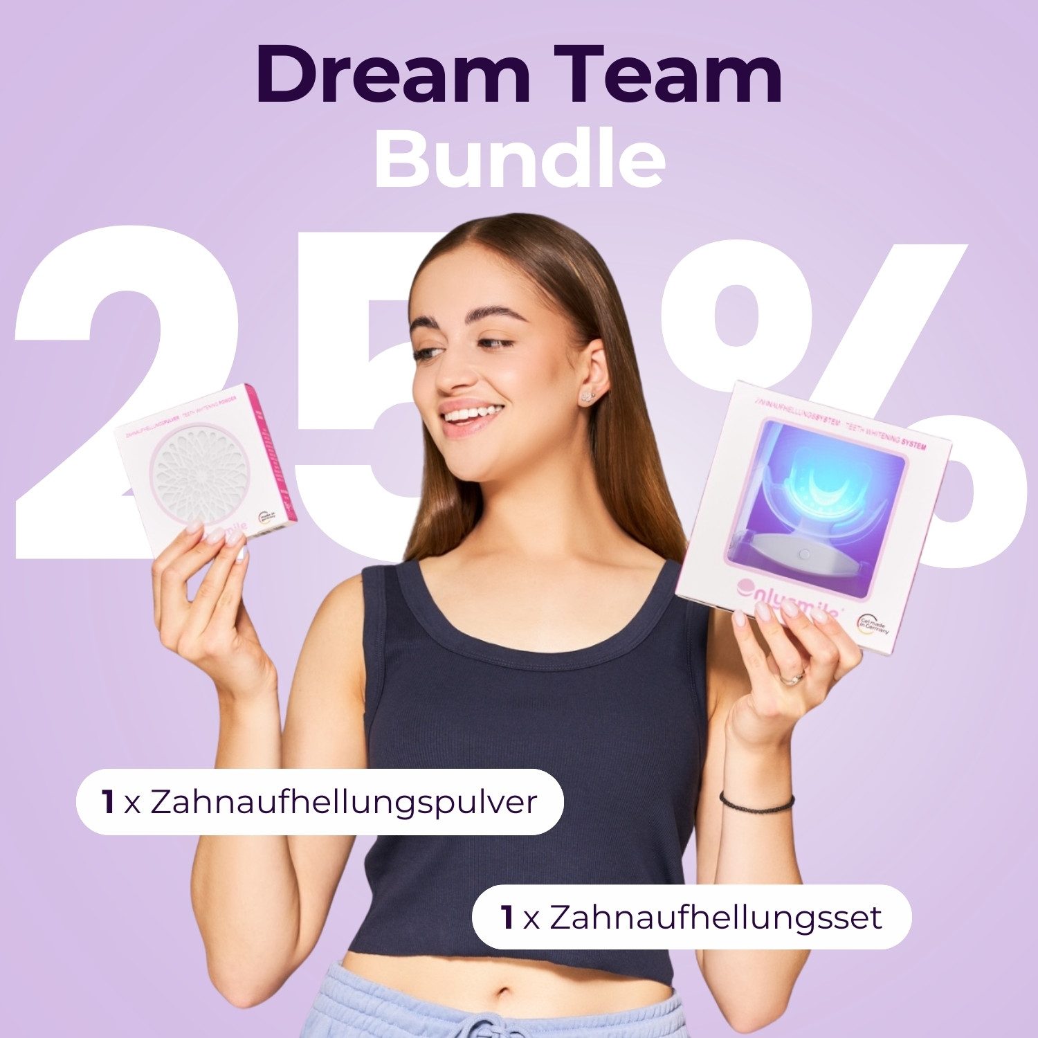 OnlySmile Zahnbleaching-Kit Dream Team Bundle – Zahnbleaching Set mit Zahnpulver, Enthält 1xSet + 1xPulver