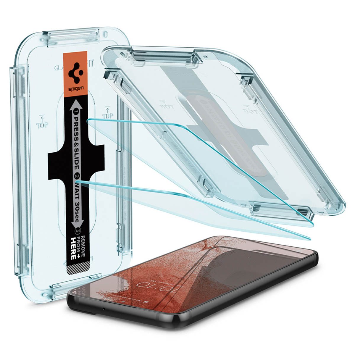 Spigen Displayschutzglas Spigen Displayschutzfolie 2er-Pack + Applicator Samsung Galaxy S22, 2 Stück