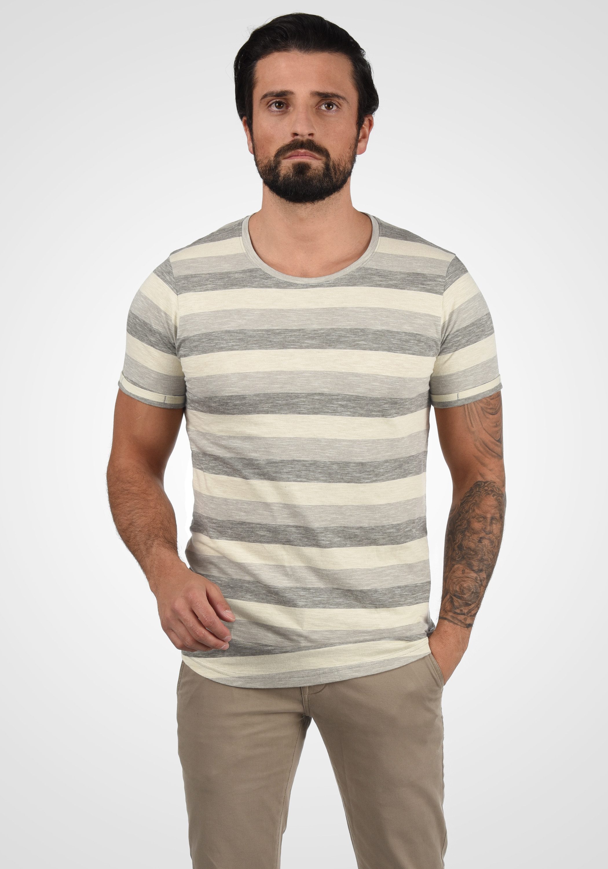 !Solid Rundhalsshirt SDThicco Kurzarmshirt mit Streifen