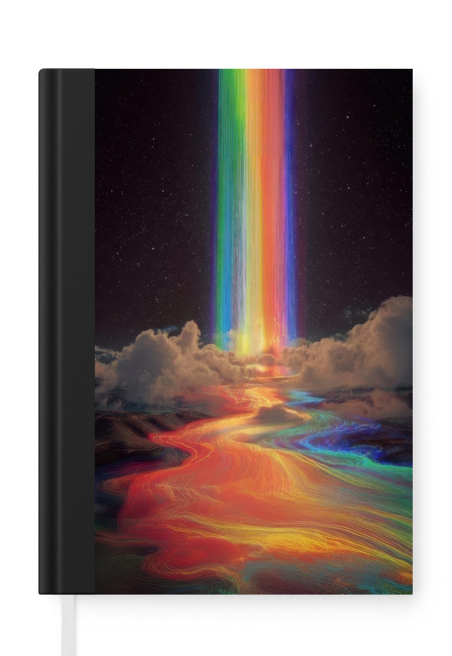 MuchoWow Notizbuch Regenbogen - Vertikal - Sternenhimmel - Wolken, Notebook, Notizblock a5, Tagebuch, Journal Liniert