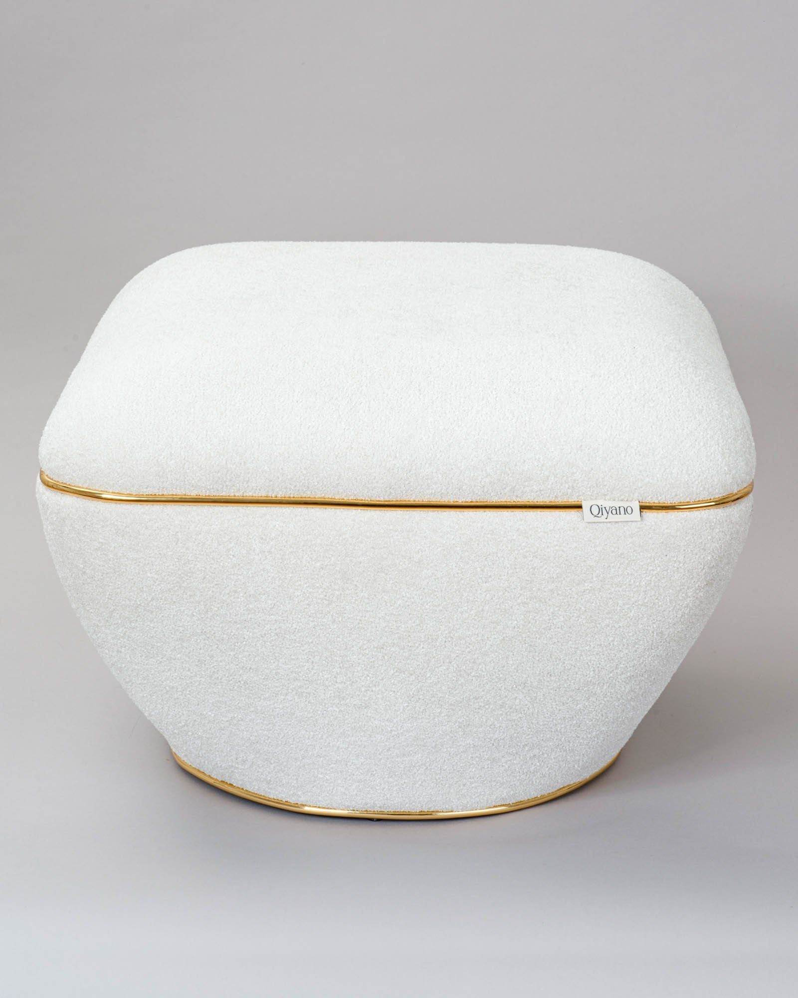 Qiyano Hocker Moderner Sitzpouf Teddy Weiß, günstig online kaufen