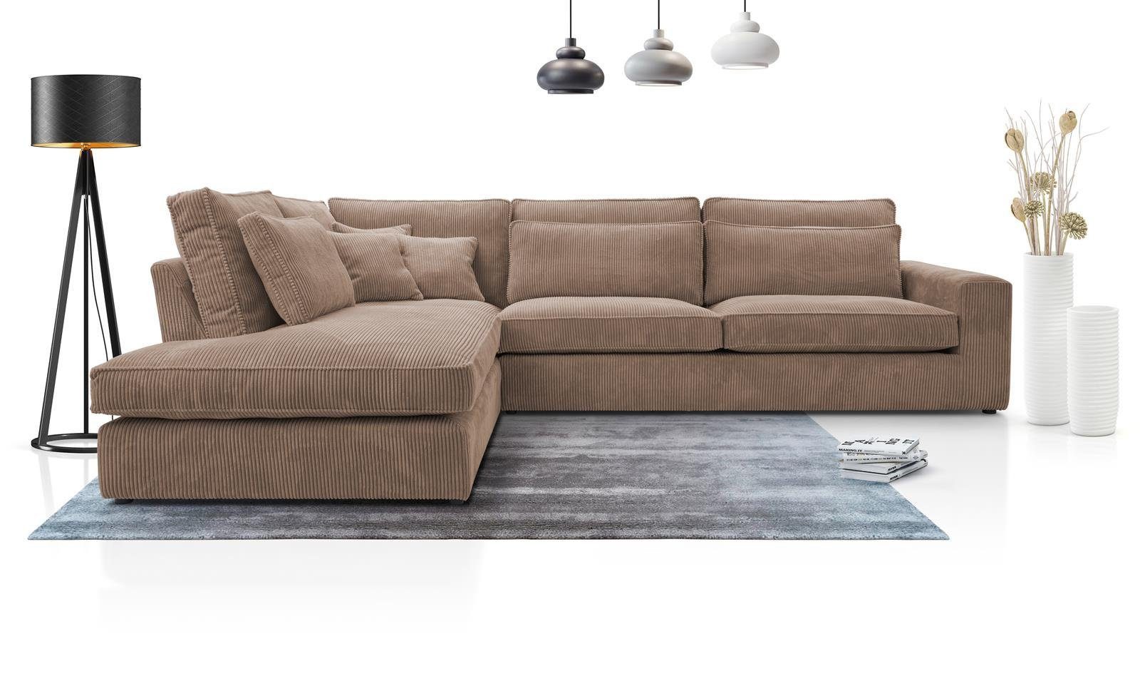 Beautysofa Ecksofa Gepolstertes mit dekorativen Kissen günstig online kaufen