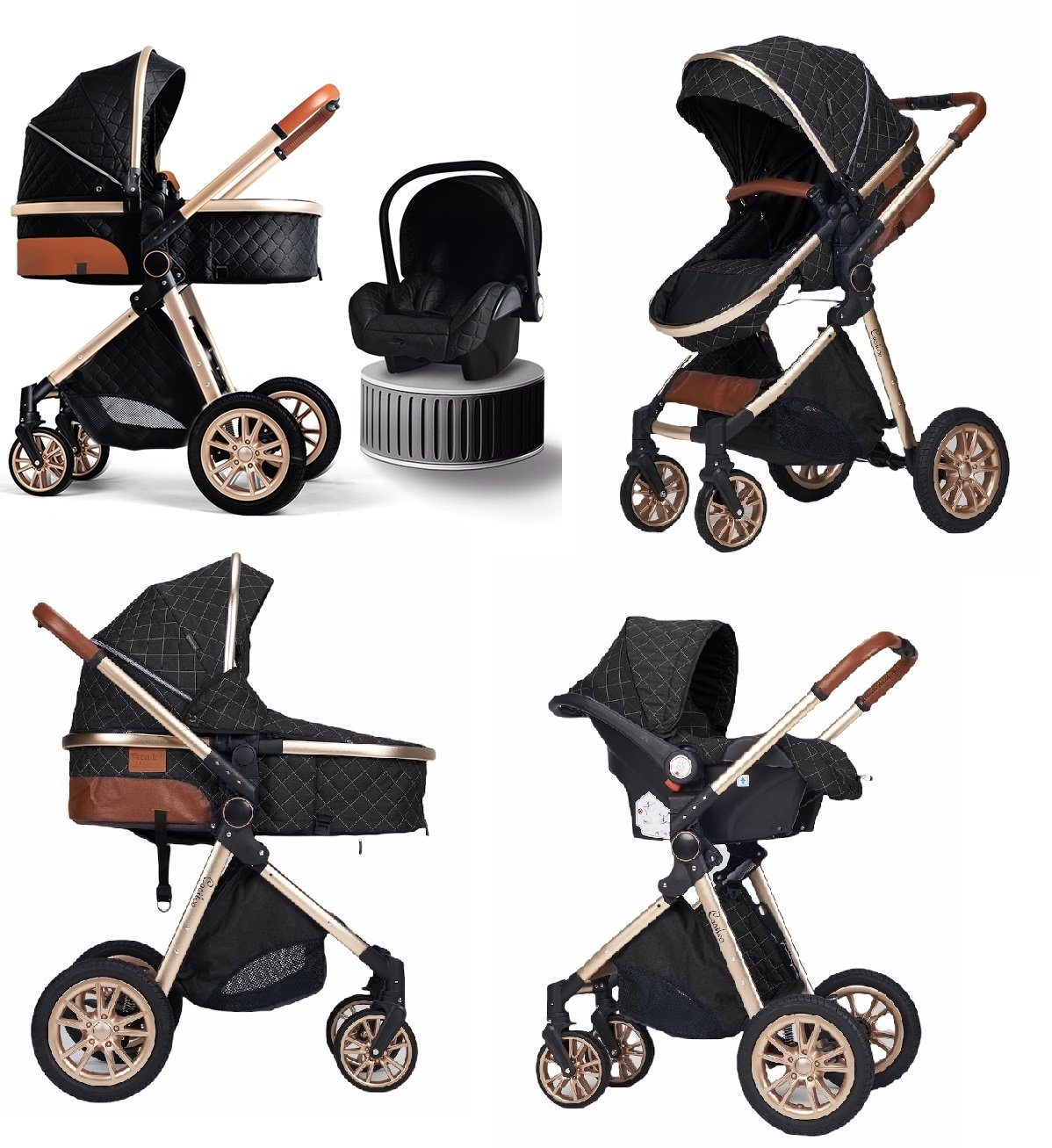 Kombi-Kinderwagen 3in1 Kombikinderwagen Kinderwagen Babywanne Buggy + Auto Babyschale