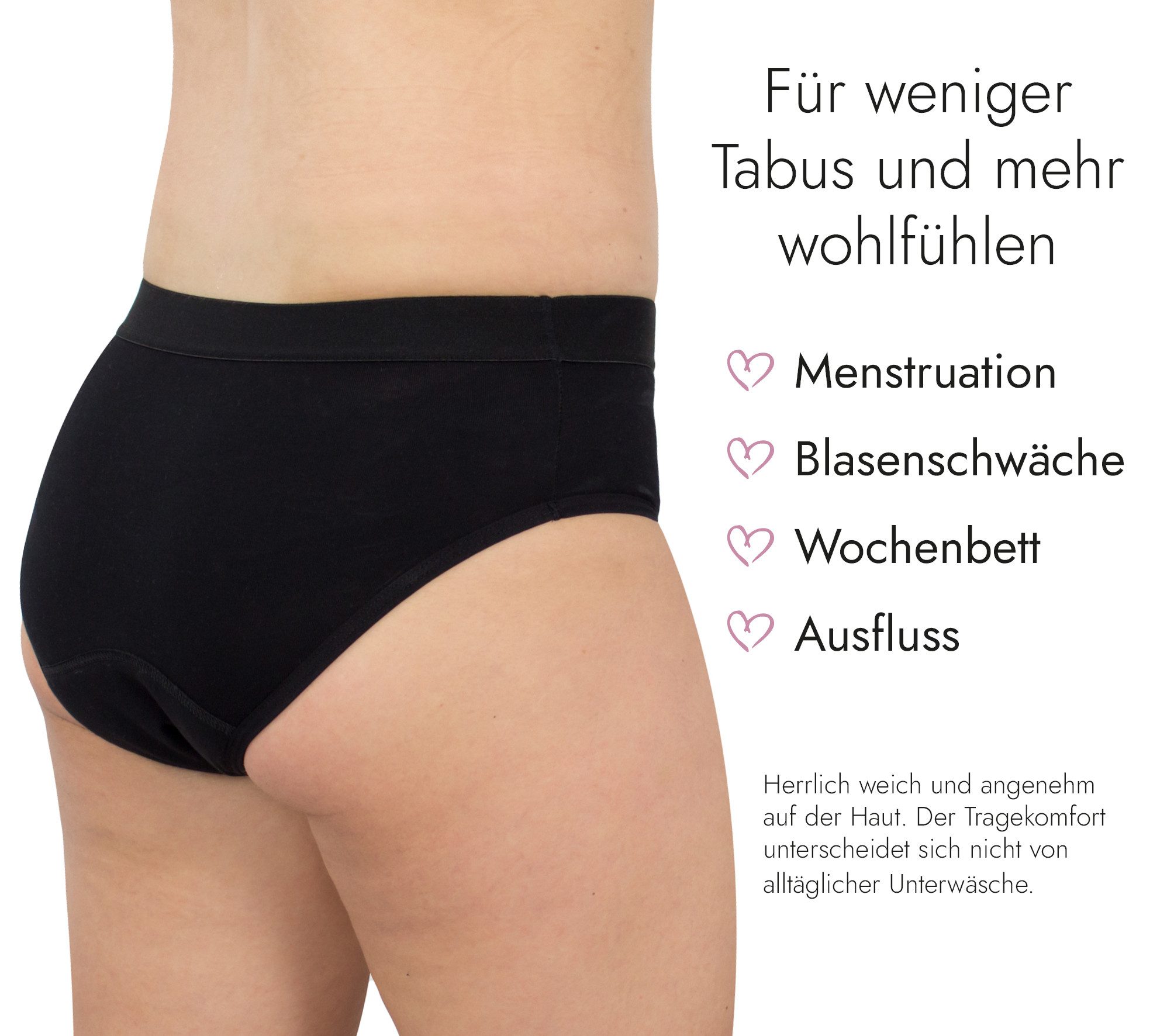 Hydas Inkontinenzslip aus Baumwolle mit integrierter Saugeinlage und weichem Bund Schutz bei Blasenschwäche, während der Periode oder im Wochenbett