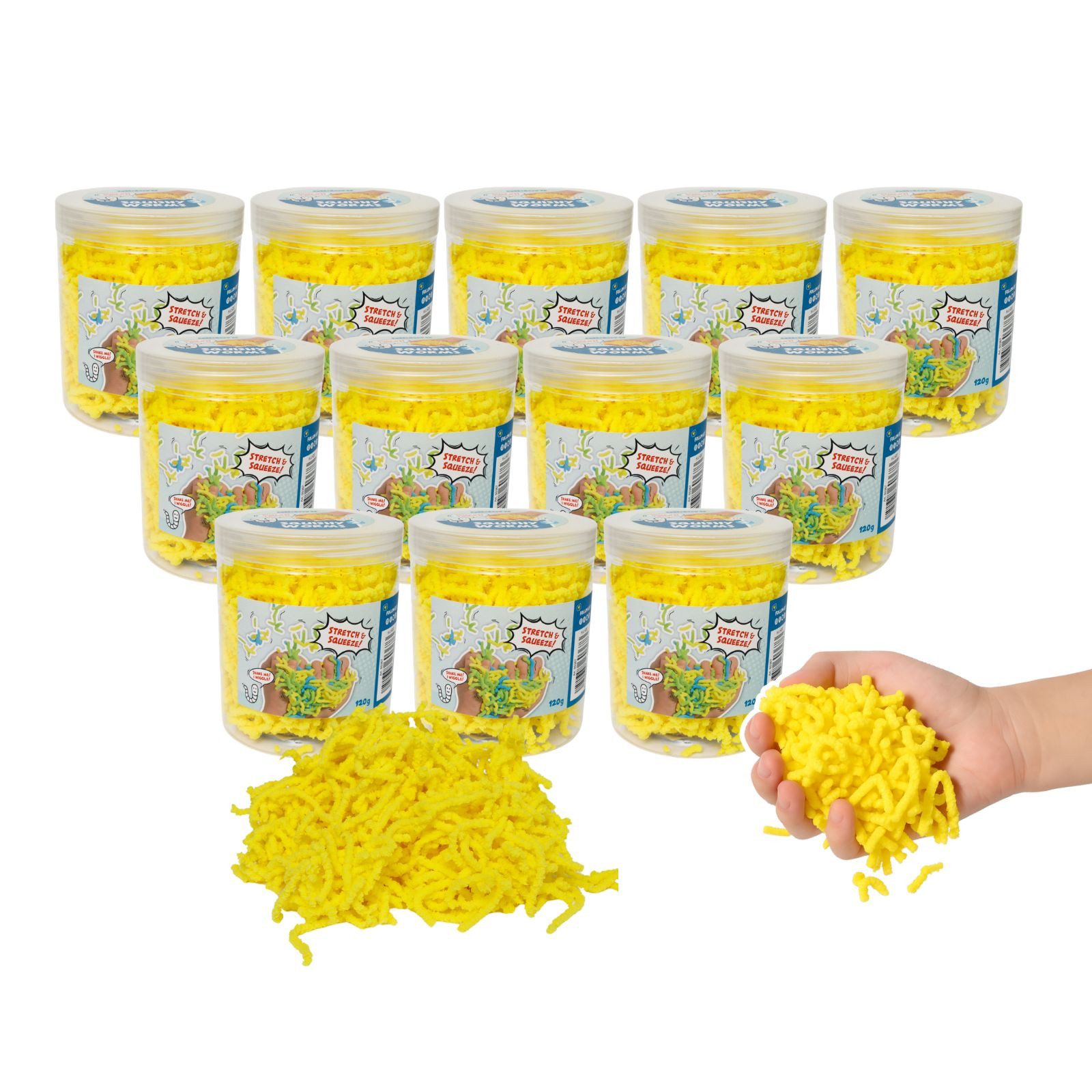 alldoro Fidget-Gadget Squishy Worms, 1440g gelbe Fidget-Würmchen, Sensorisches Anti-Stress Spielzeug mit coolem Zappel-Effekt zum Kneten