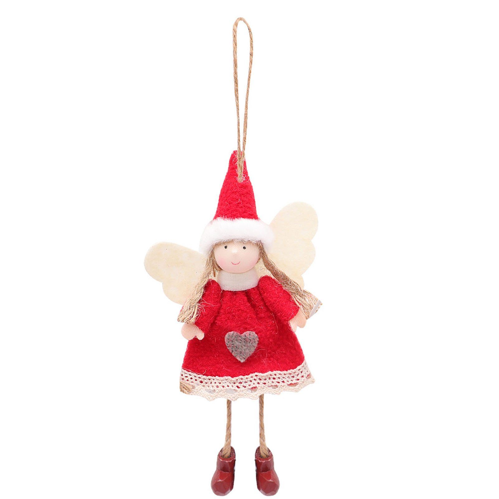 Blusmart Christbaumschmuck Weihnachten Handgemachte Engel-Form Kunsthandwerk Modische red dress