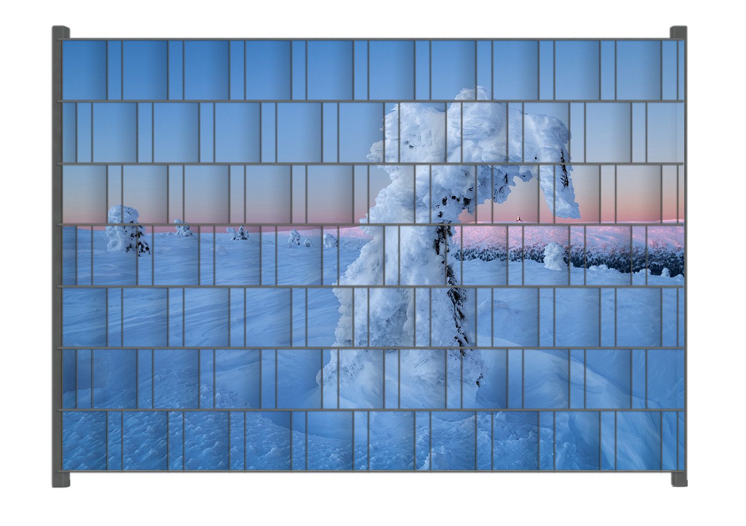 Wallario Sichtschutzstreifen Schneeskulptur, für Stabmattenzäune geeignet