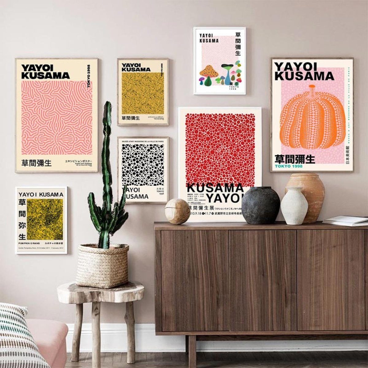 JUSTGOODMOOD Poster Yayoi Kusama Abstrakt Nordic Modern Geschenkidee Wandbilder Schlafzimm, C (1 St) – Bild 2 von 5