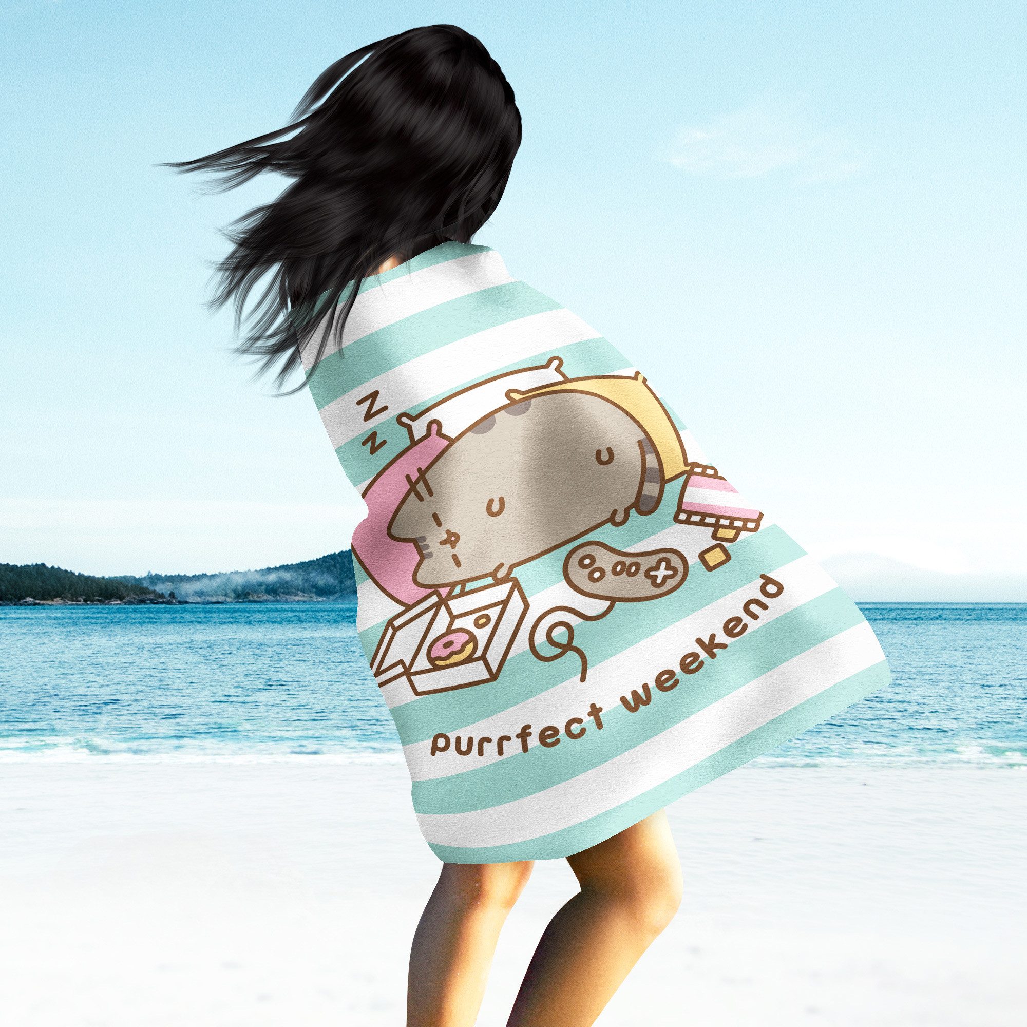 Kinderdecke Pusheen Purrfect Weekend 160x200 cm weich, kuschelig Coral Flee günstig online kaufen