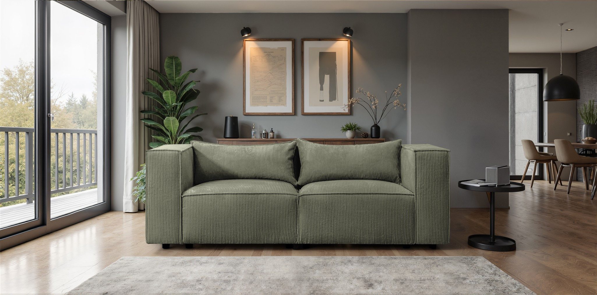 Fun Möbel 2-Sitzer Designersofa NEVIO in Stoff Lincoln, Rundumbezug