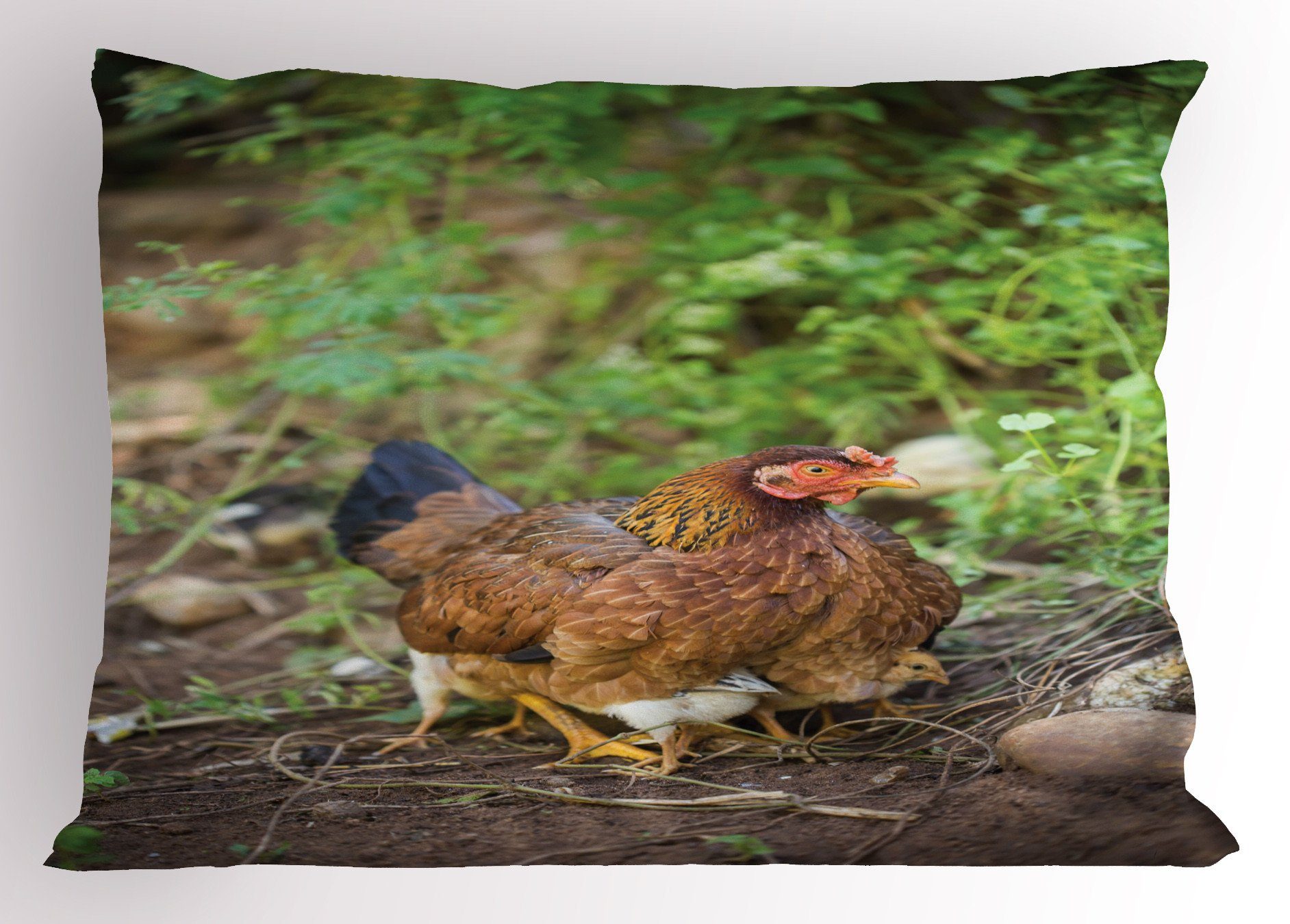 Kissenbezüge Dekorativer Standard Küken und Huhn Stück), (1 Babys Abakuhaus Size Gedruckter Henne Kissenbezug, auf King