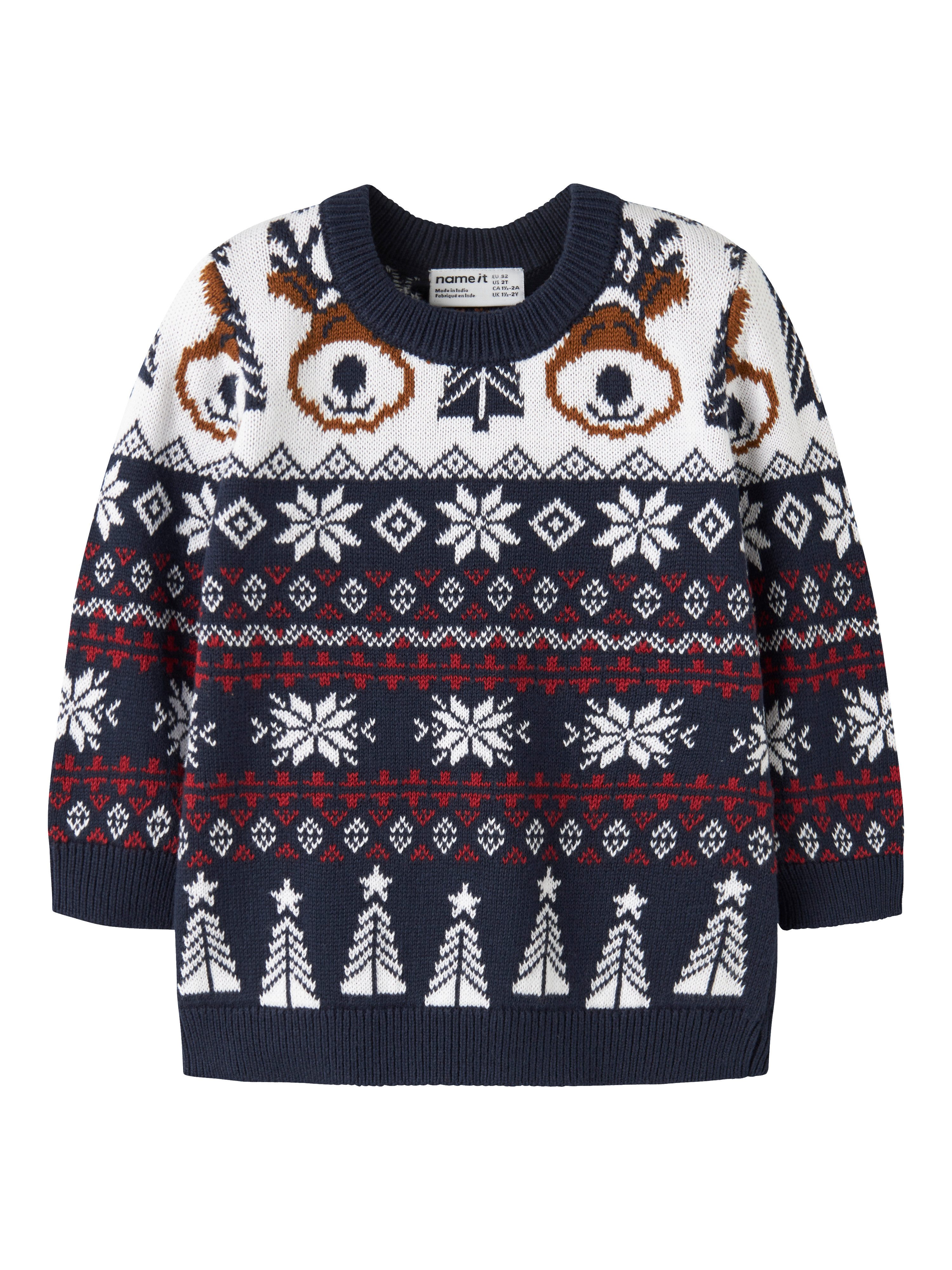 Name It Weihnachtspullover NMNRISMAS LS KNIT COT Baumwolle, regular fit, X-Mas Pullover