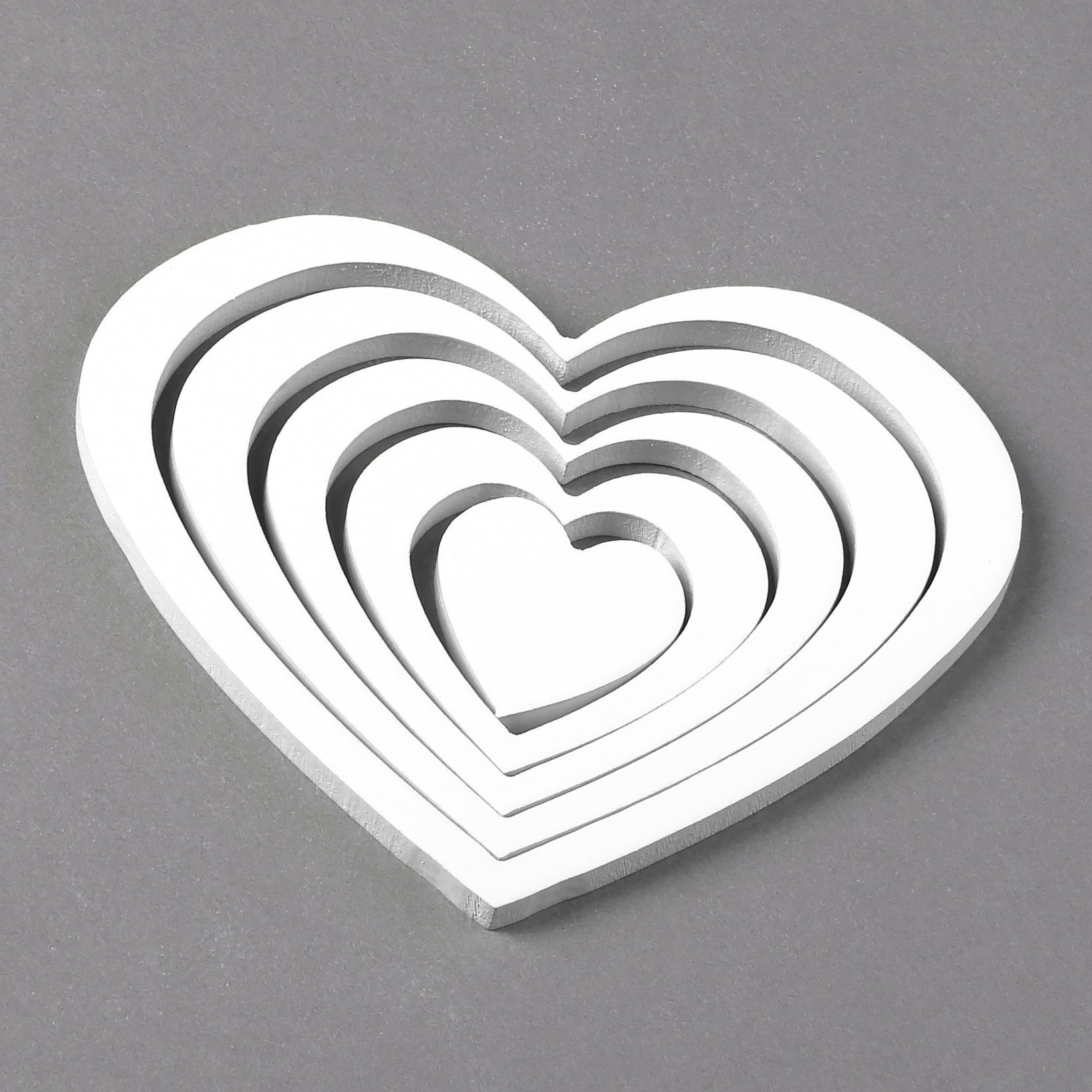 Melko Wanddekoobjekt Wandtattoo Wandaufkleber Herzen in 3D Optik Holz 5tlg. Set Wandbild (Stück), Herzen lassen sich zusammen oder getrennt befestigen