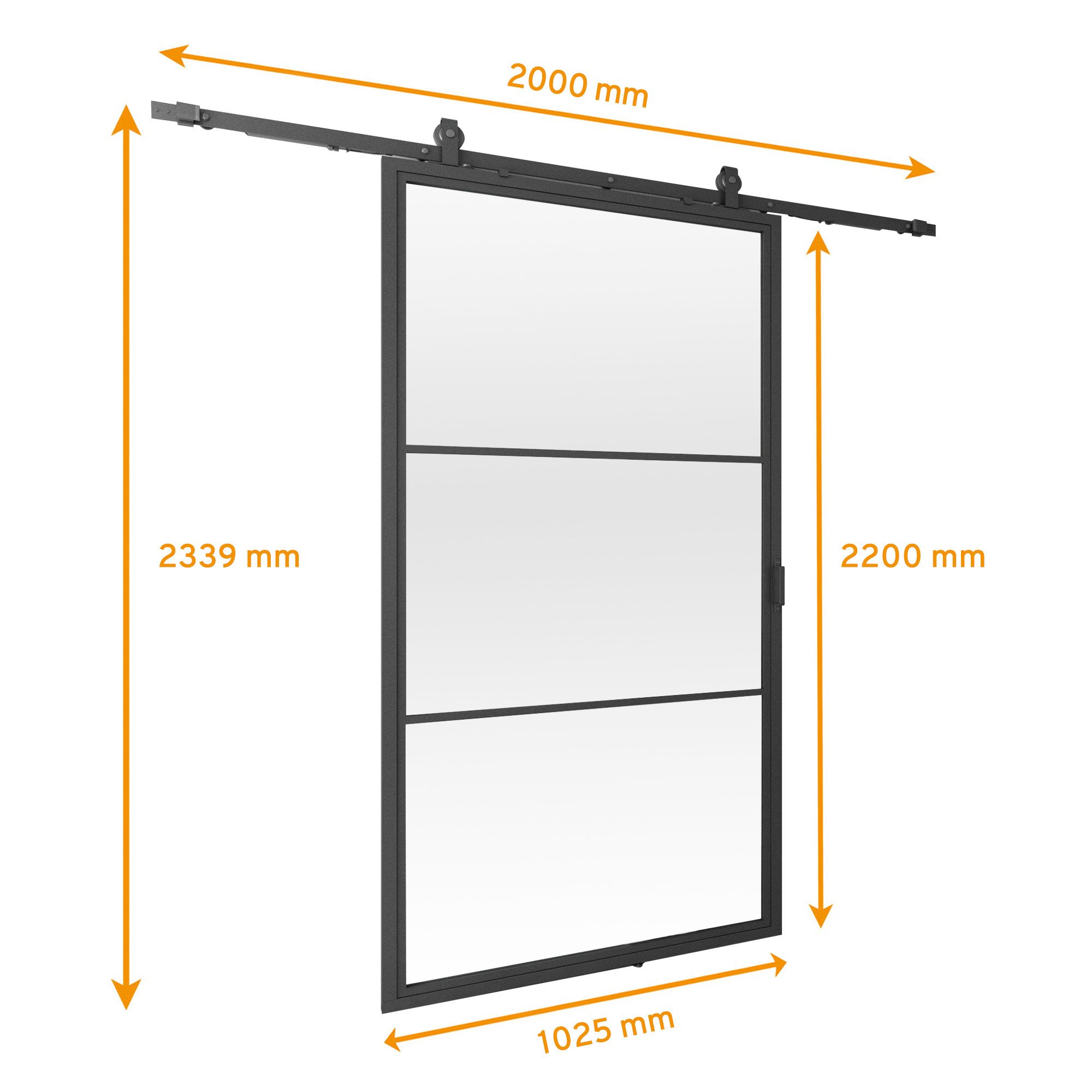 inova wohnen Glasschiebetür Milchglas mit schwarzem Stahlrahmen (Komplett S günstig online kaufen