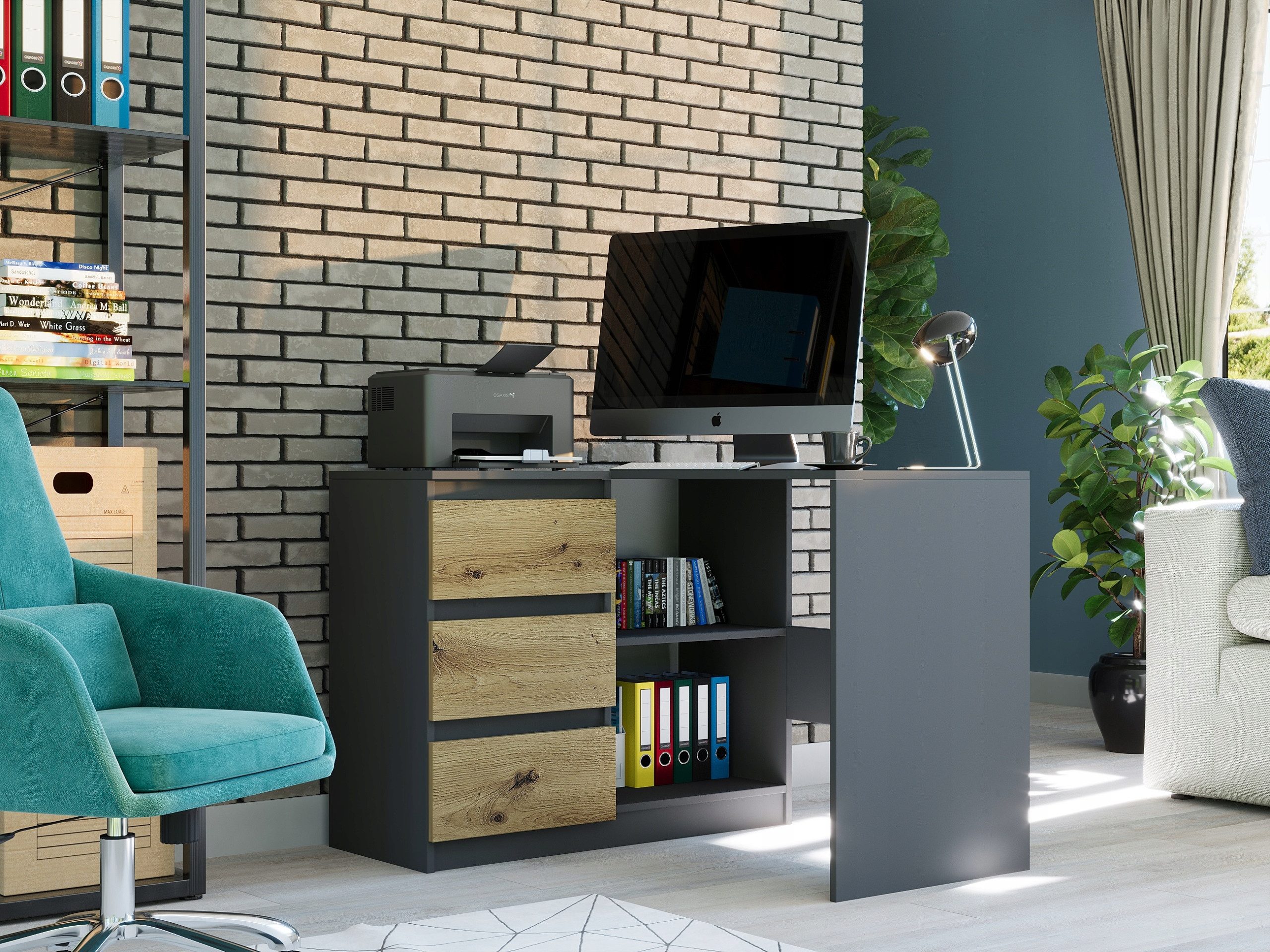 Home Collective Eckschreibtisch mit 3 Schubladen günstig online kaufen