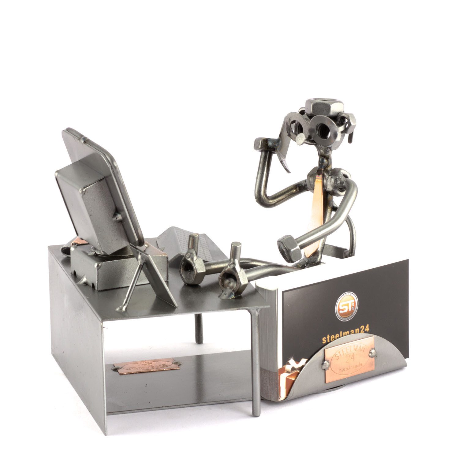 Steelman24 Dekofigur Pc-Pause mit Visitenkartenhalter