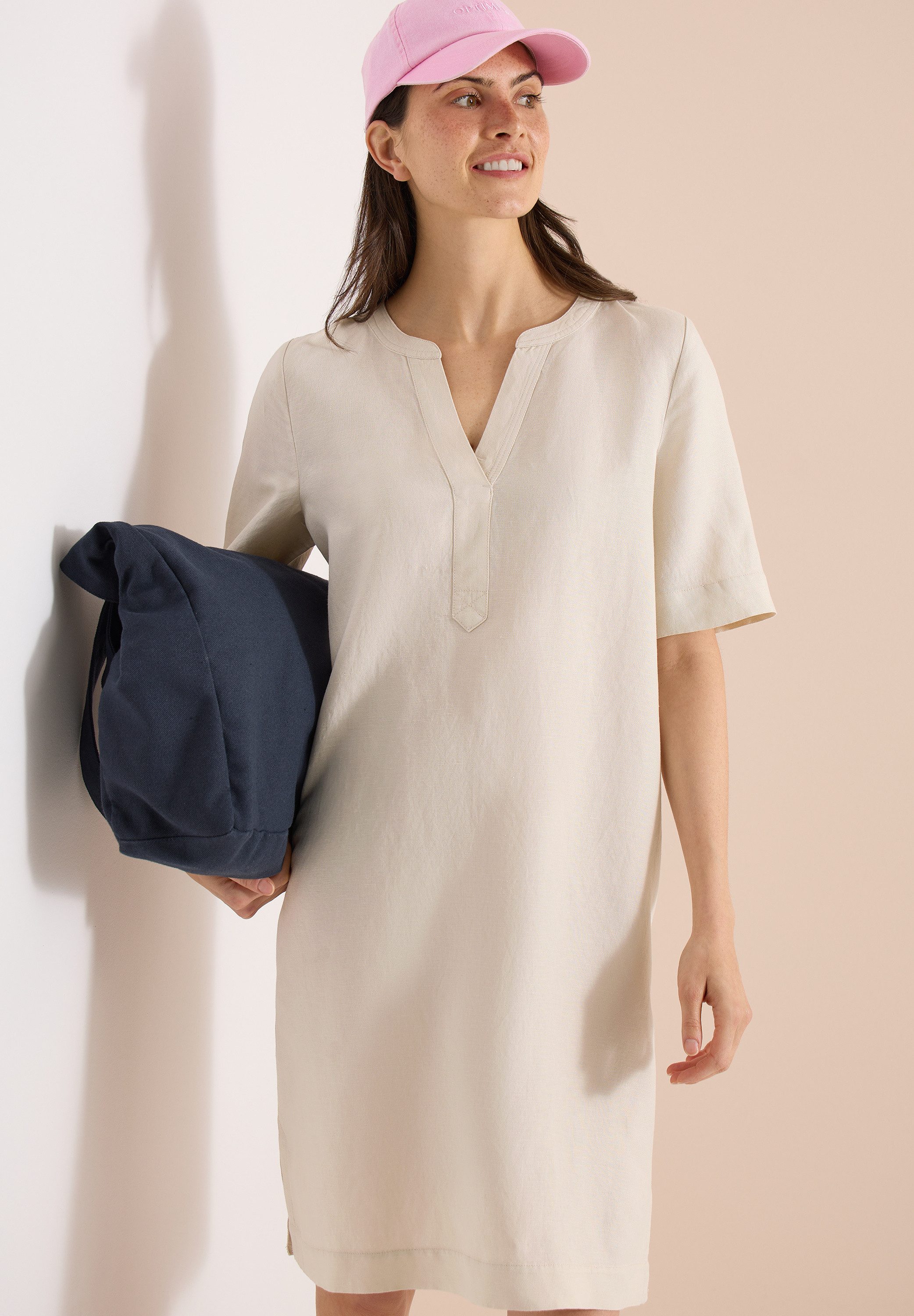 CECIL Midikleid Sommerkleid aus Leinenmix