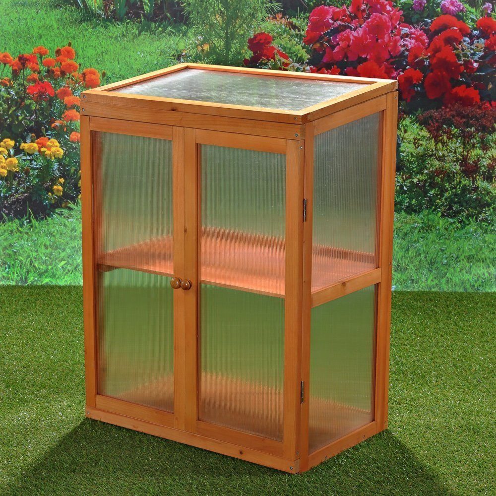 Melko Garten-Geräteschrank Garten Schrank Gewächshaus mit 2 Türen aus Holz Treibhaus Aufzucht, BxT: 58x37 cm, (Stück), 1 Einlegeboden