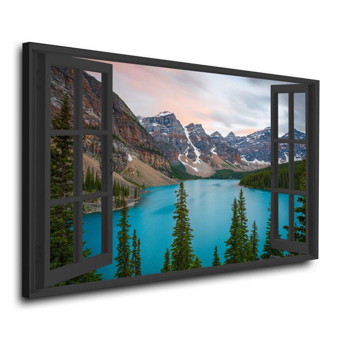 Artedinoi Leinwandbild Fenster Mountain Bergpanorama Wandbild Leinwandbild Dekoration Kunst X, Fensterblick auf Bergpanorama