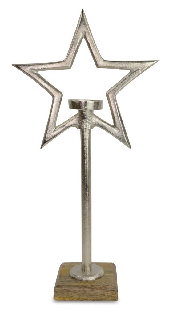 RIFFELMACHER & WEINBERGER Подсвечник Настольные лампы mit Stern aus Holz - Natur Silber - 40-44 cm (1 St)