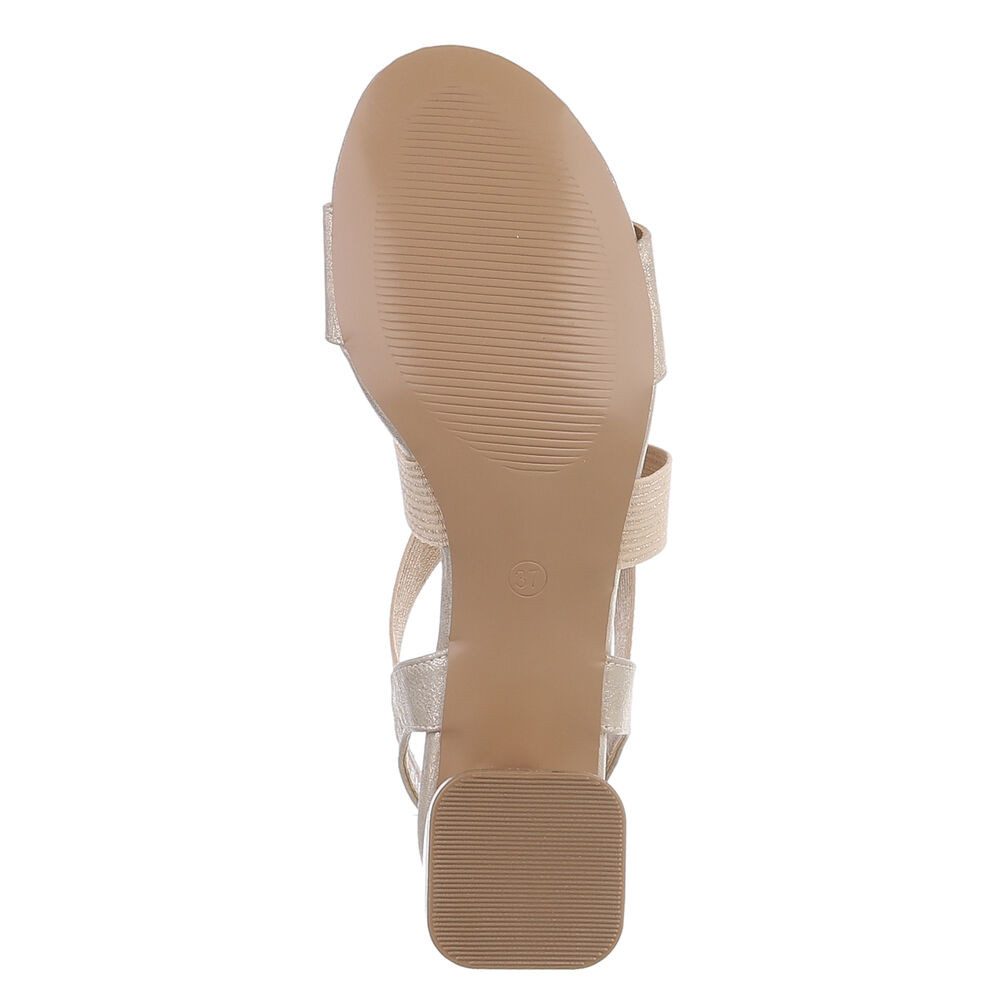 Ital-Design Elegante Sandalen mit Crossband und Blockabsatz für Damen Sandalette (91117361) Blockabsatz Sandalen & Sandaletten in Gold