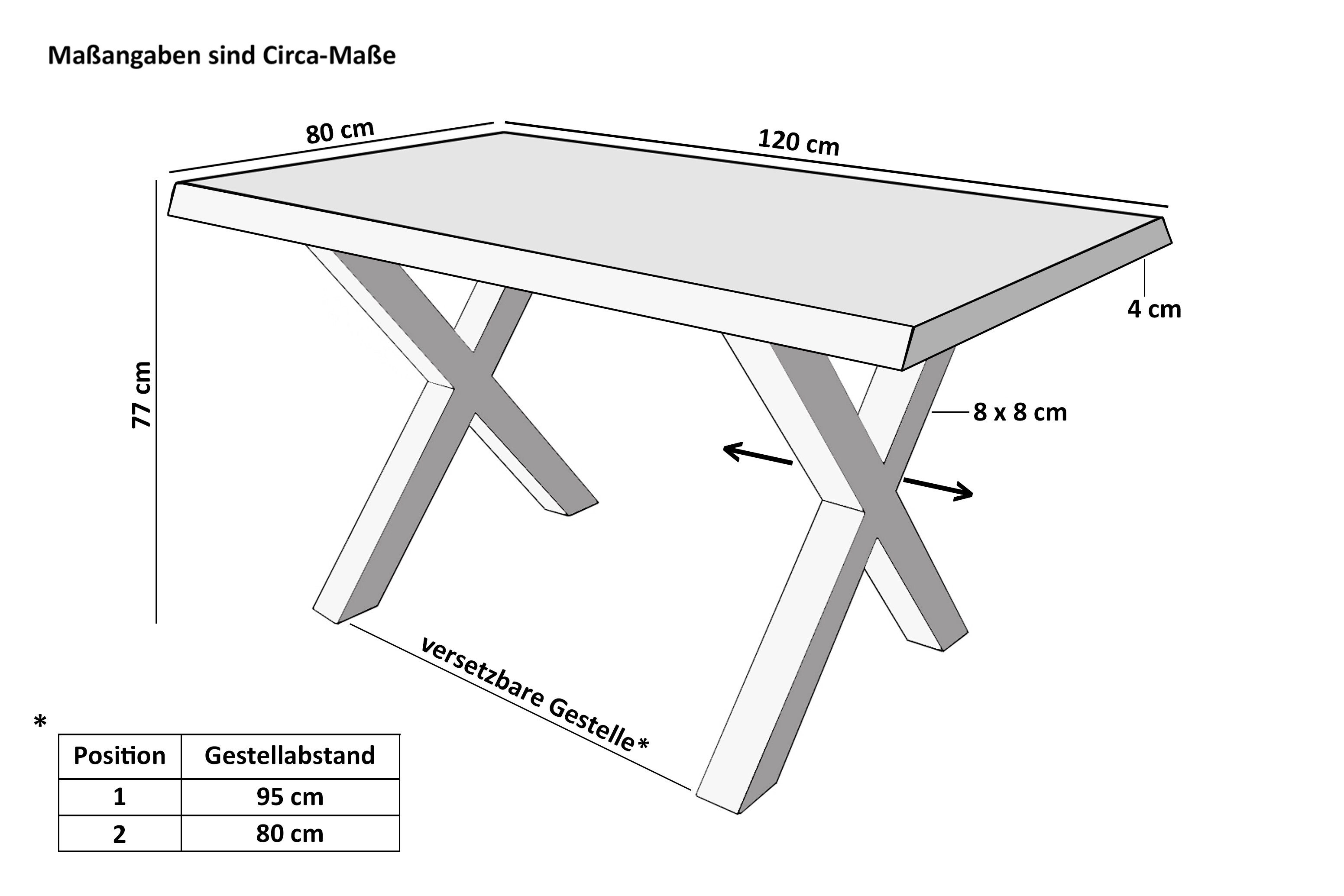 SAM® Esstisch Thorin, Verschiedene Optiken, X-Metallgestell, Baumkante günstig online kaufen