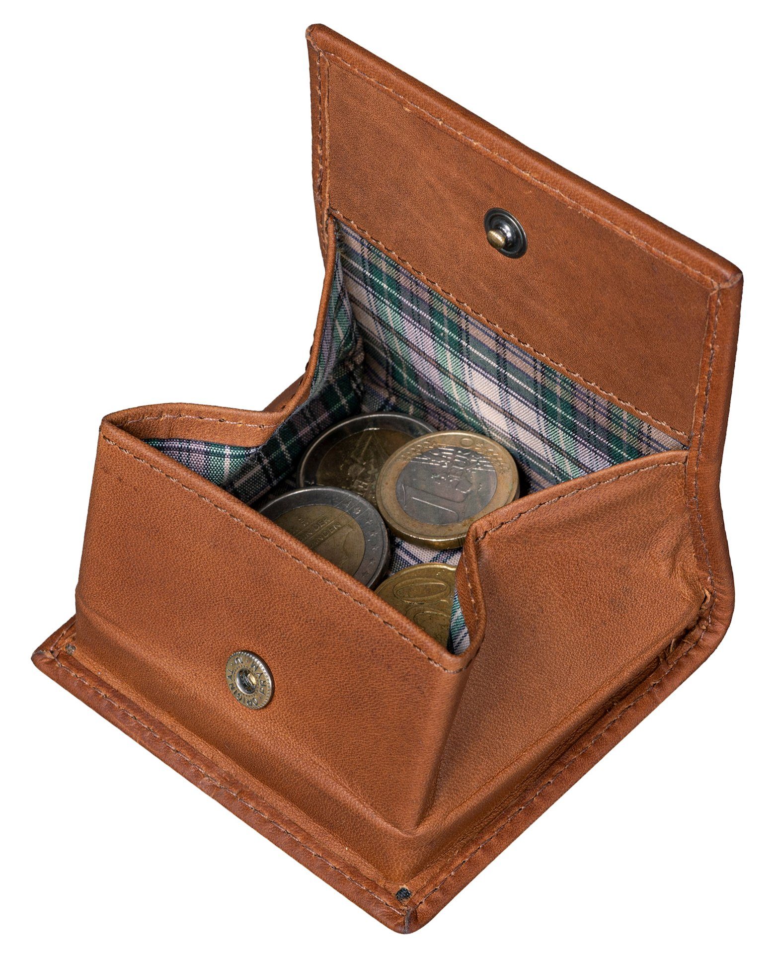 Benthill Mini Geldbörse Kleingeldschütte Münzfach Slim Wallet Leder Echt mit Münzen, für Münzbörse