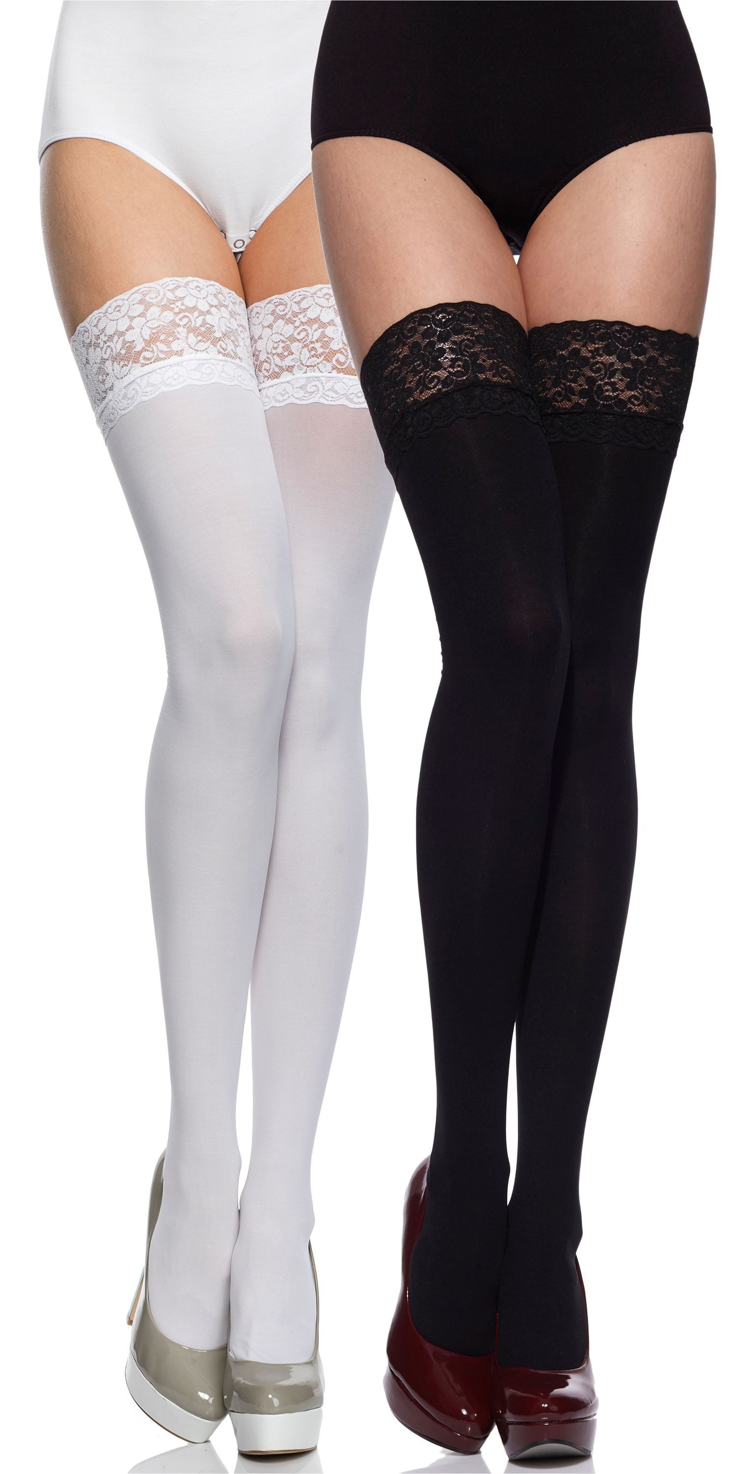 Merry Style Halterlose Strümpfe Damen halterlose Mikrofaser 40 DEN Strümpfe mit Spitze MSSSJ01