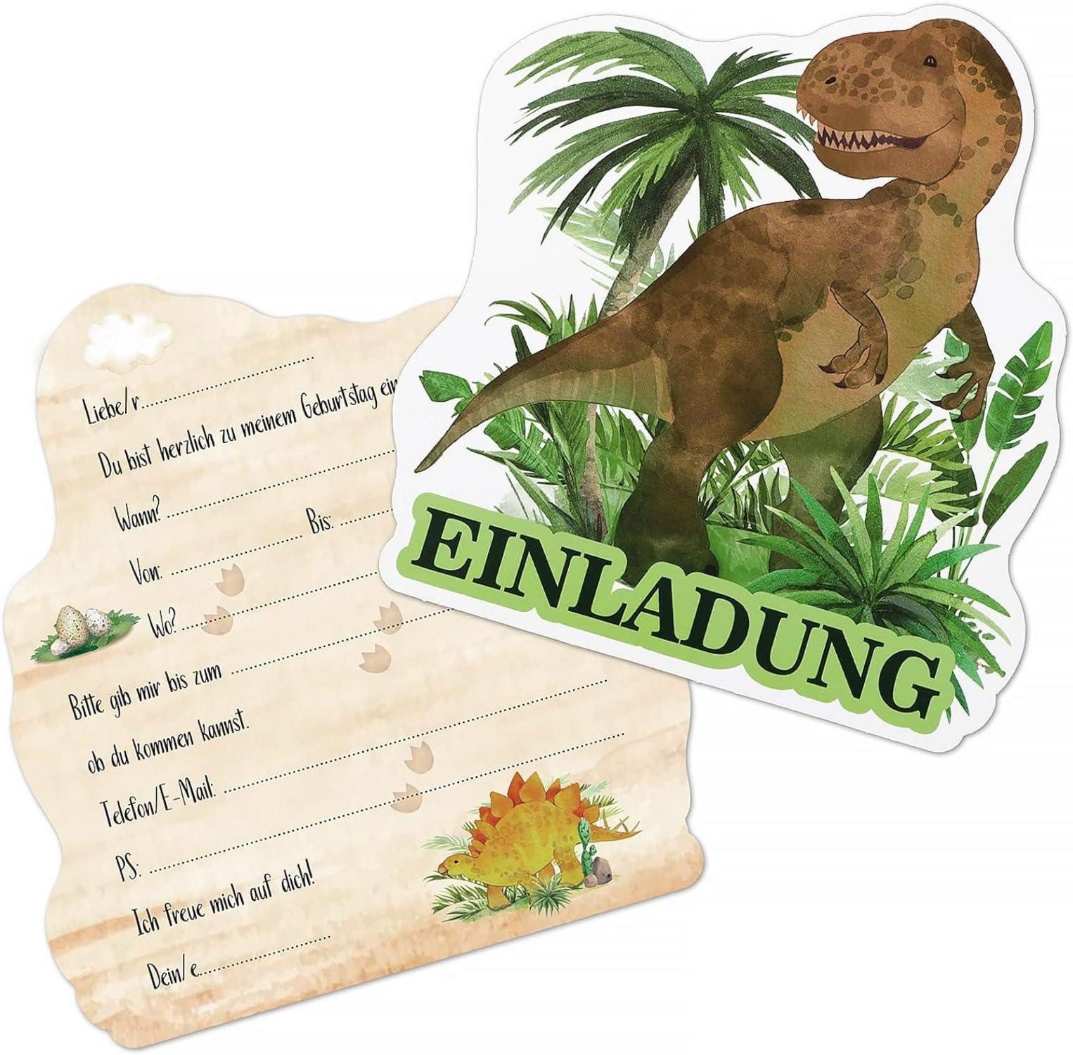 Hängedekoration 12x Dino Einladungskarten Kindergeburtstag Dinosaurier Einladungen