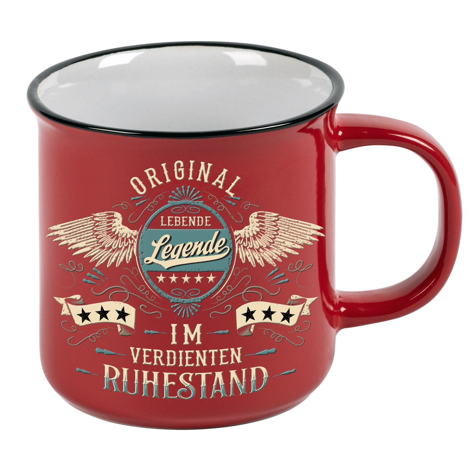 LOBO NEGRO® Tasse Kaffeebecher als Geschenk zum Ruhestand -Lebende Legende, Keramik