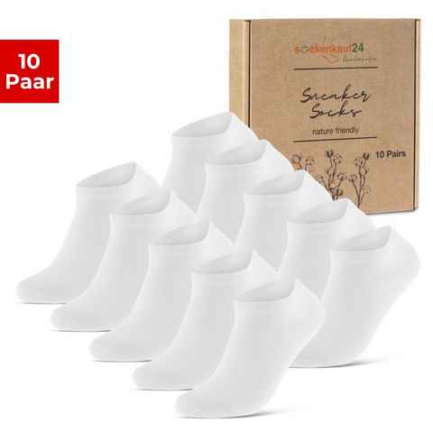 sockenkauf24 Sneakersocken 10 Paar Premium Sneaker Socken Herren & Damen aus (Weiß, 47-50) gekämmter Baumwolle ohne drückende Naht (Exclusive Line) - 70102T WP