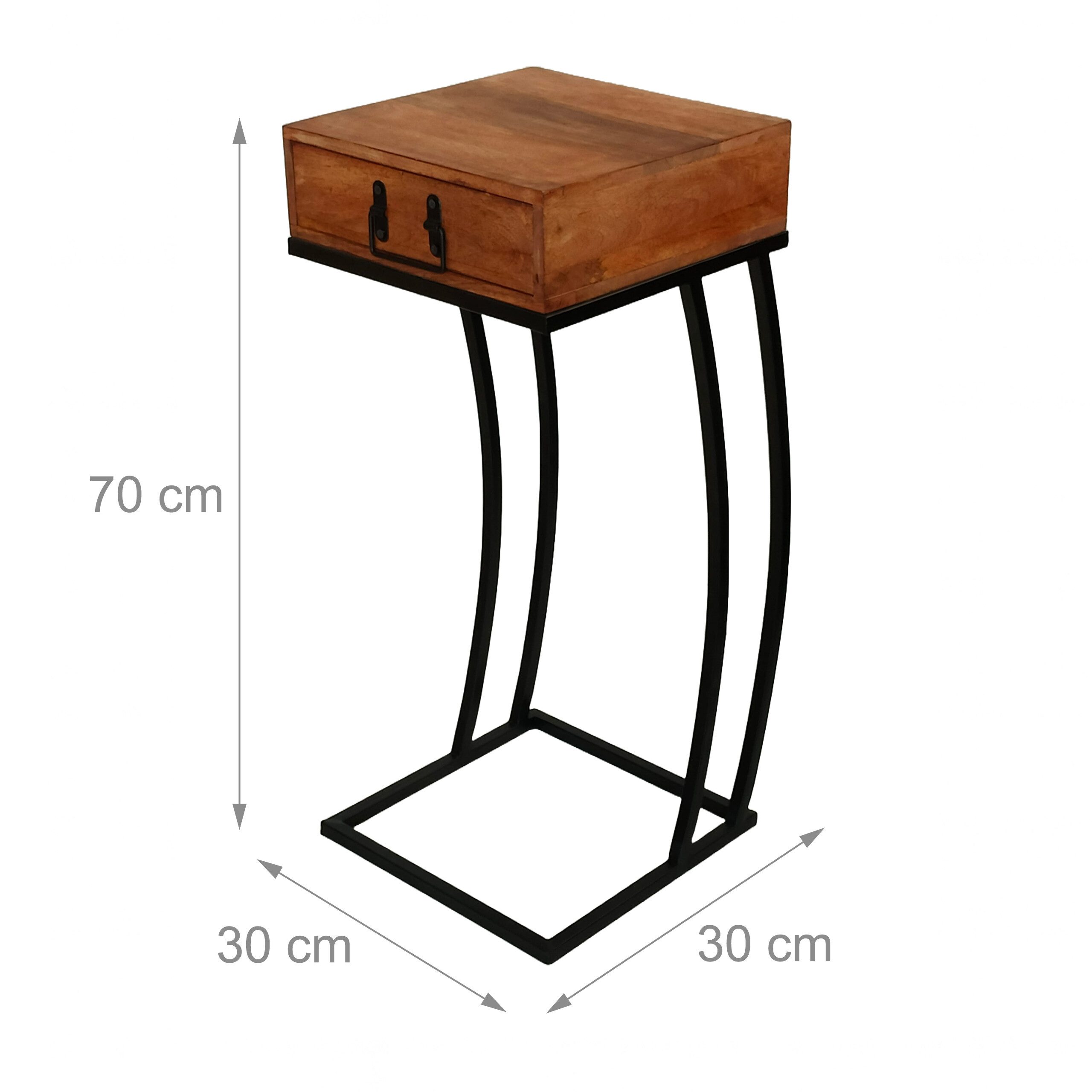 relaxdays Beistelltisch mit Schublade C Form