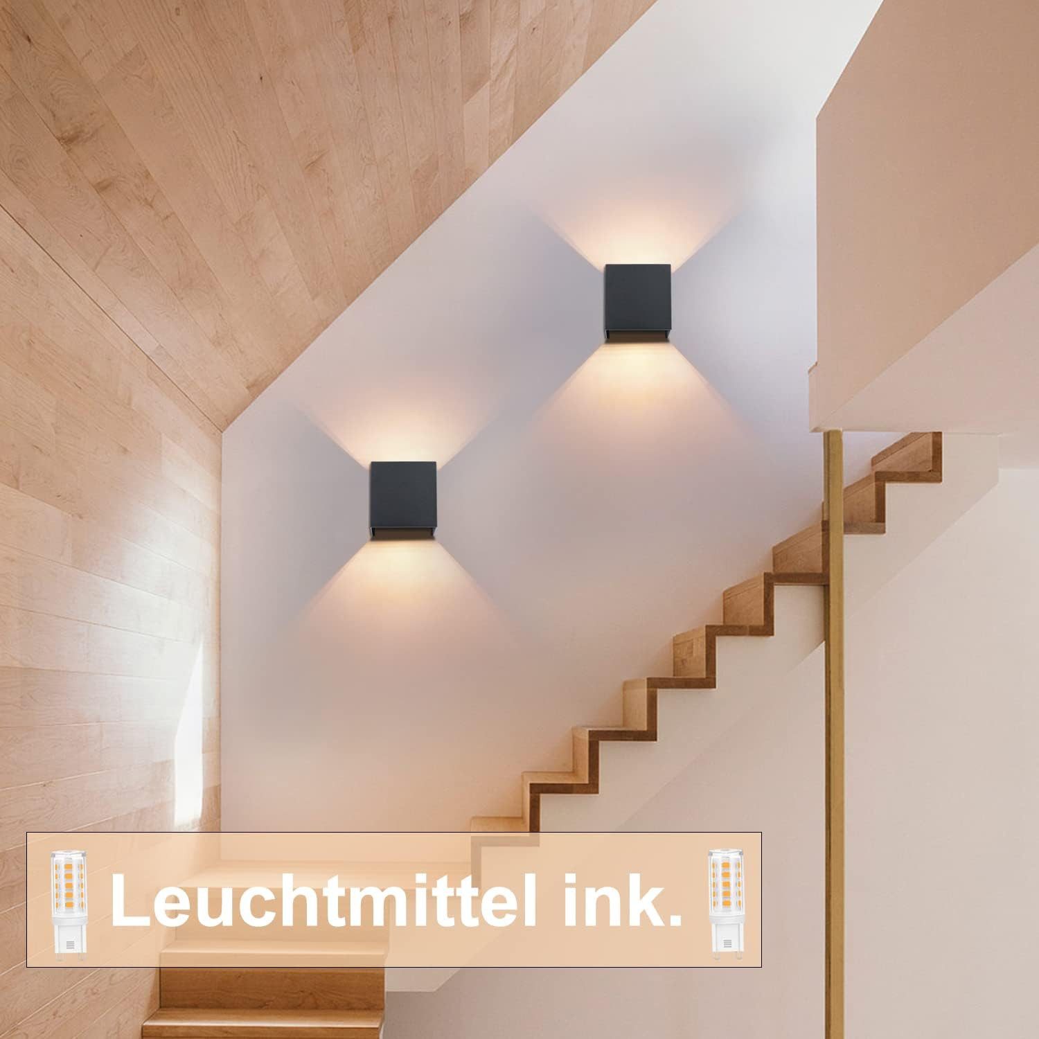 ZMH LED Wandleuchte Innen G9 Außen Up Down Wandlampe Außenwandleuchte Wohnzimmer, Mit Leuchtmittel, 3000K Warmweiß, Einstellbarer Strahl