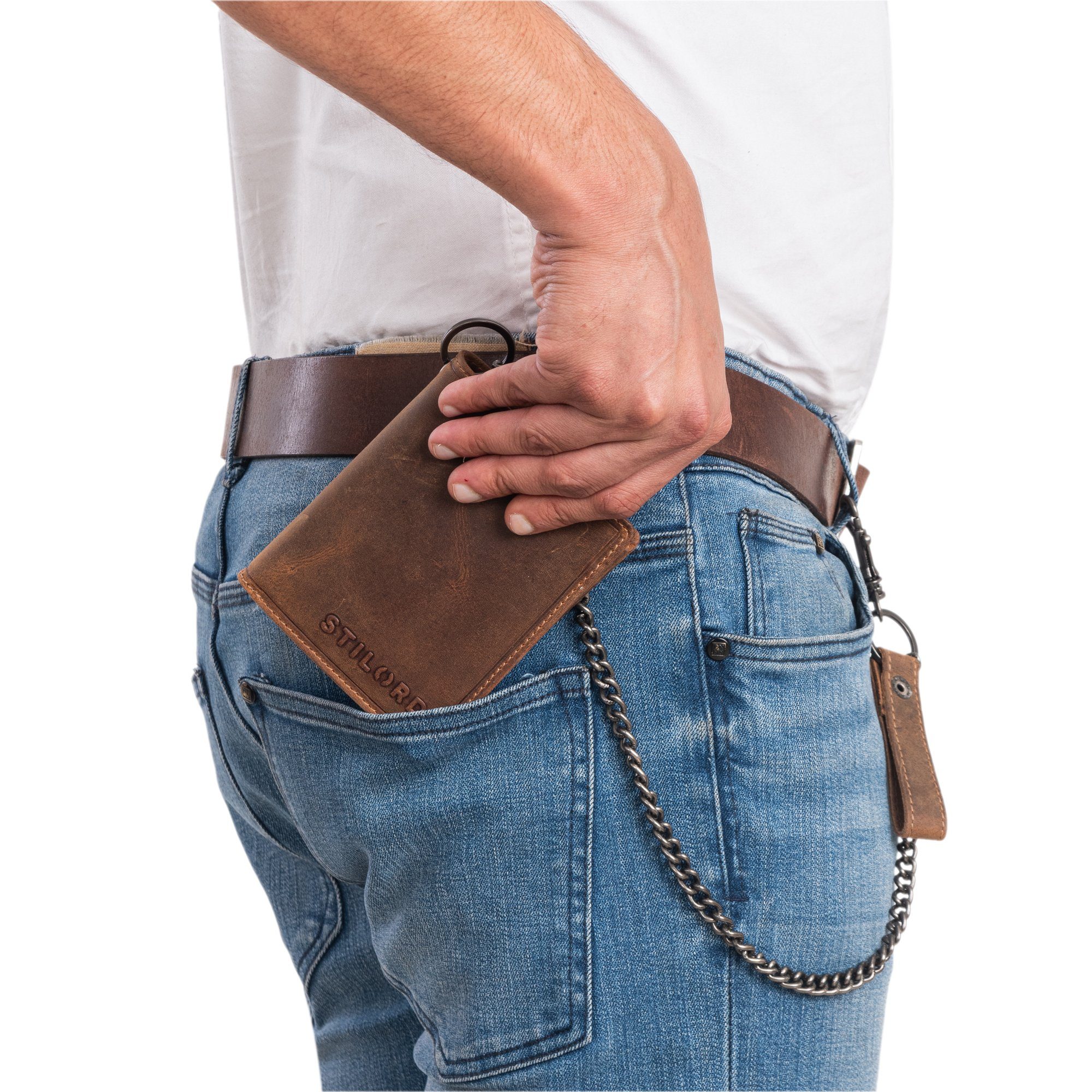STILORD Geldbörse "Mick" Biker Geldbeutel mit Kette Herren Echtleder mit RF günstig online kaufen