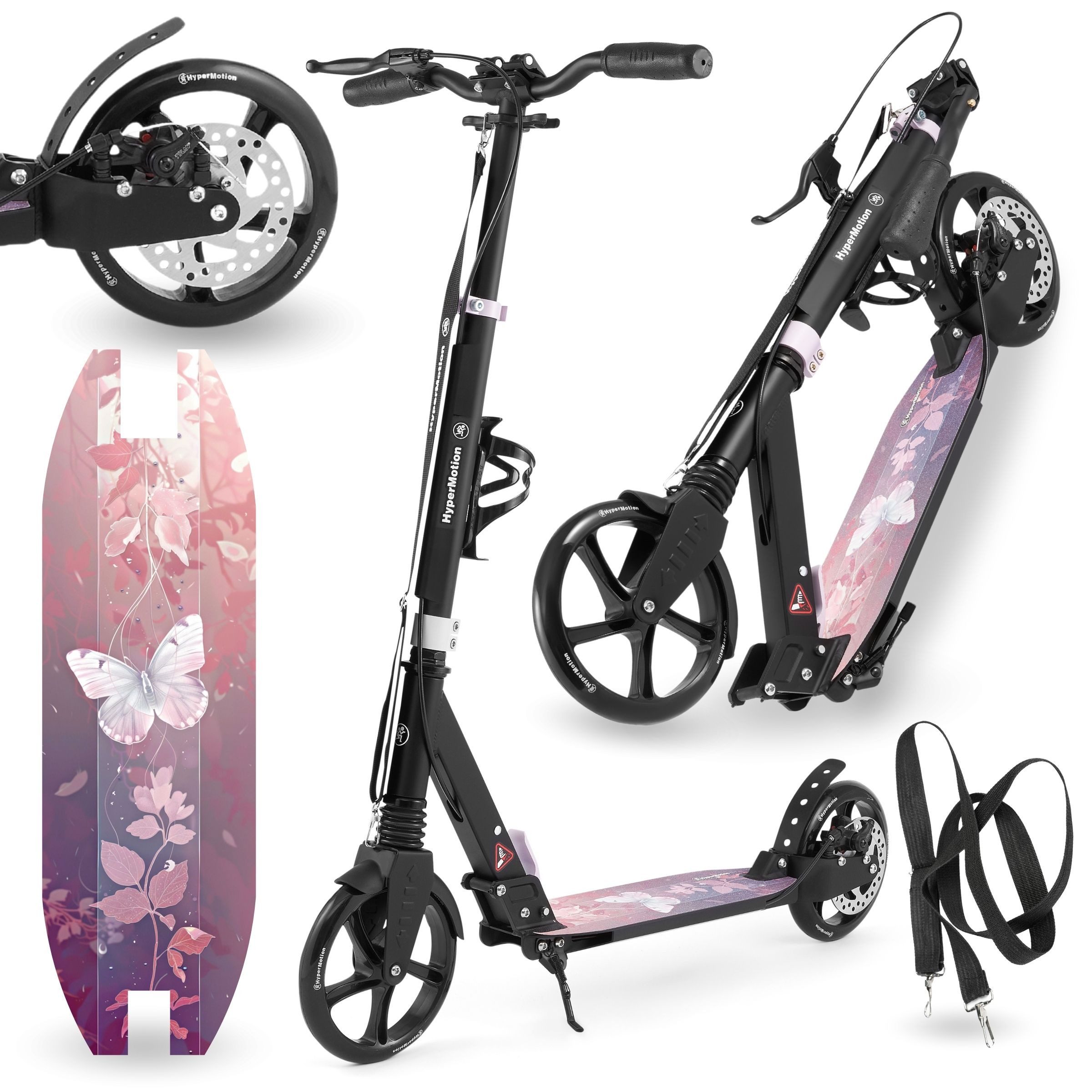 HyperMotion Scooter Faltbarer Aluminium-Scooter mit Federung & Tragegurt – Skyline, 15KM/s – Bild 2 von 5