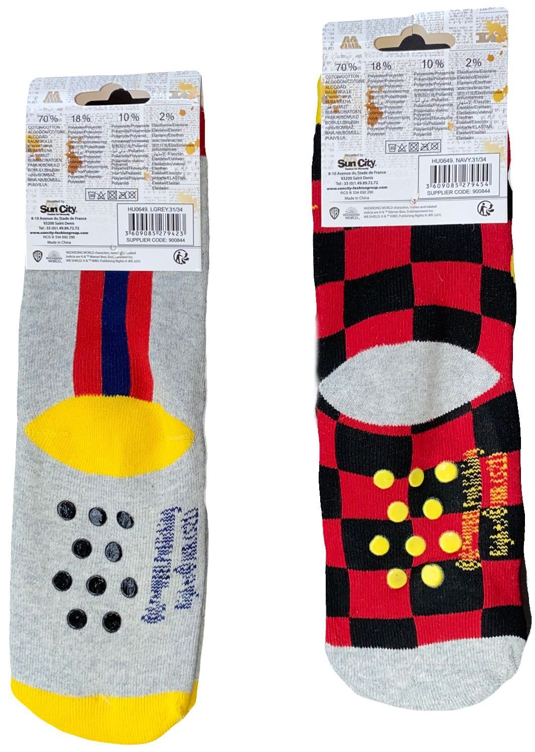 Harry Potter Haussocken HARRY POTTER Antirutsch Noppensocken 2 Paar Jungen und Mädchen Kindersocken Strümpfe Socken Gr. 23/26 27/30 31/34