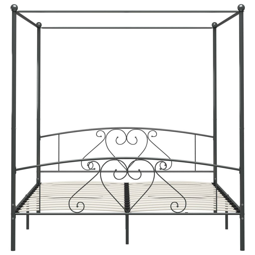 vidaXL Himmelbett 200 x 200 cm Himmelbett-Gestell Grau Metall 200x200 cm Bett Bettrahmen