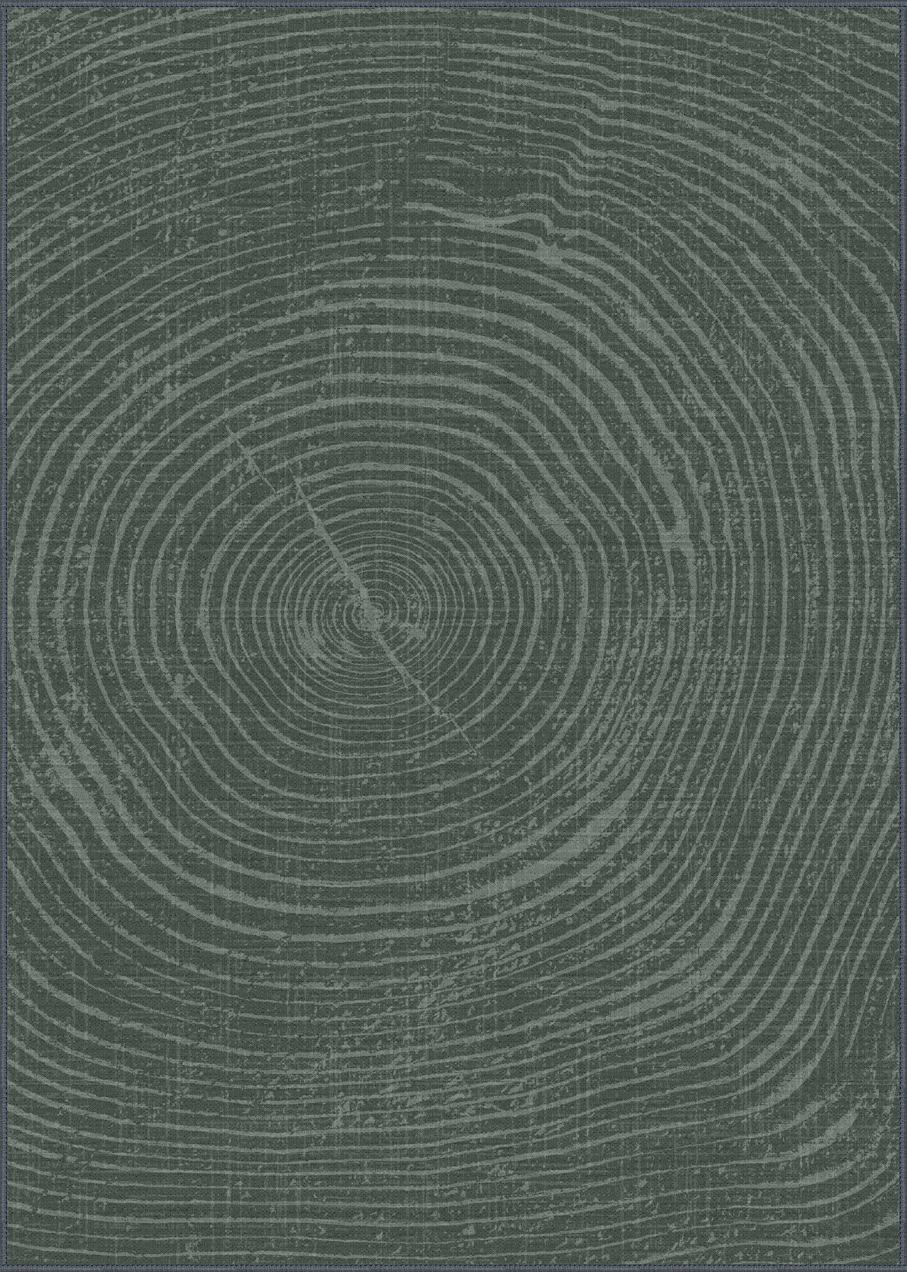 GENIMO Teppich Teppich-Baumringe Design, Modern, Kurzflor, rutschfest, Skandi, rechteckig, 80X150cm, Dunkelgrau