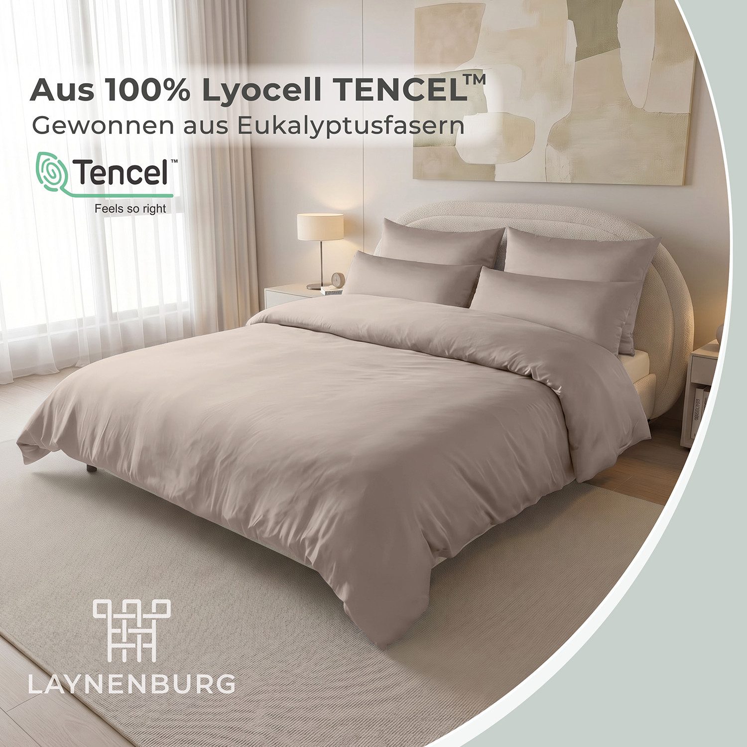 Laynenburg Bettwäsche Eukalyptus aus 100% Tencel Lyocell ab Gr. 135x200, kühlende, atmungsaktive Sommer-Bettwäsche mit Reißverschluss – Bild 2 von 5