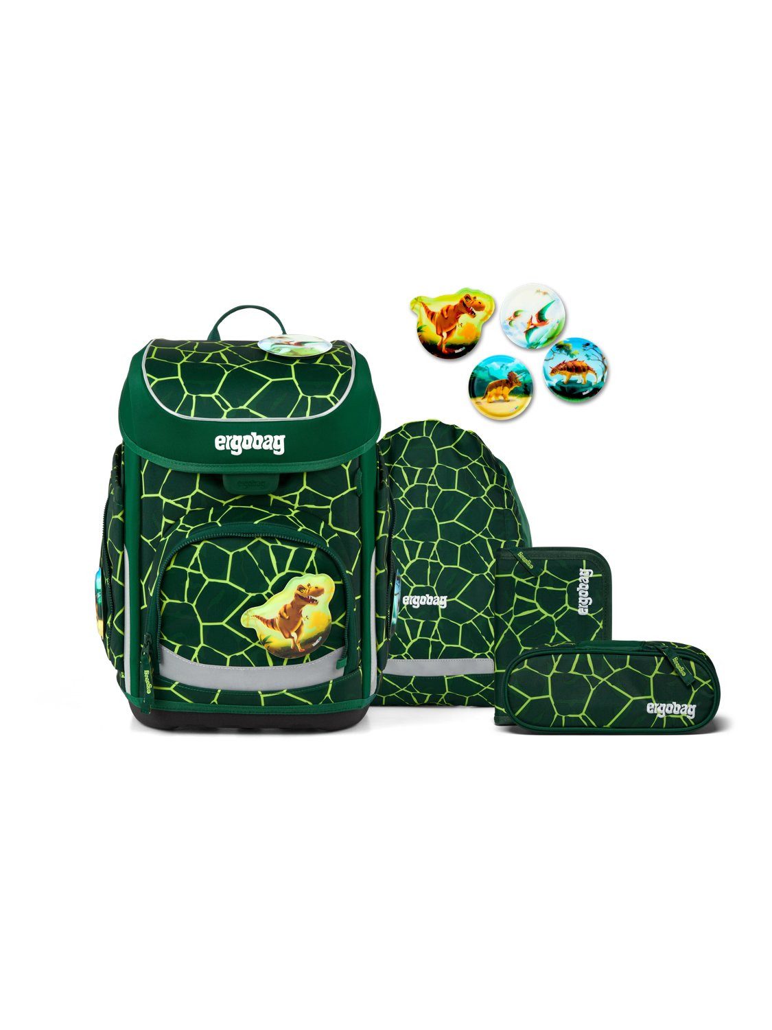 ergobag Schulranzen cubo Set (5-tlg., 5-teiliges Set), größenverstellbares Rückensystem