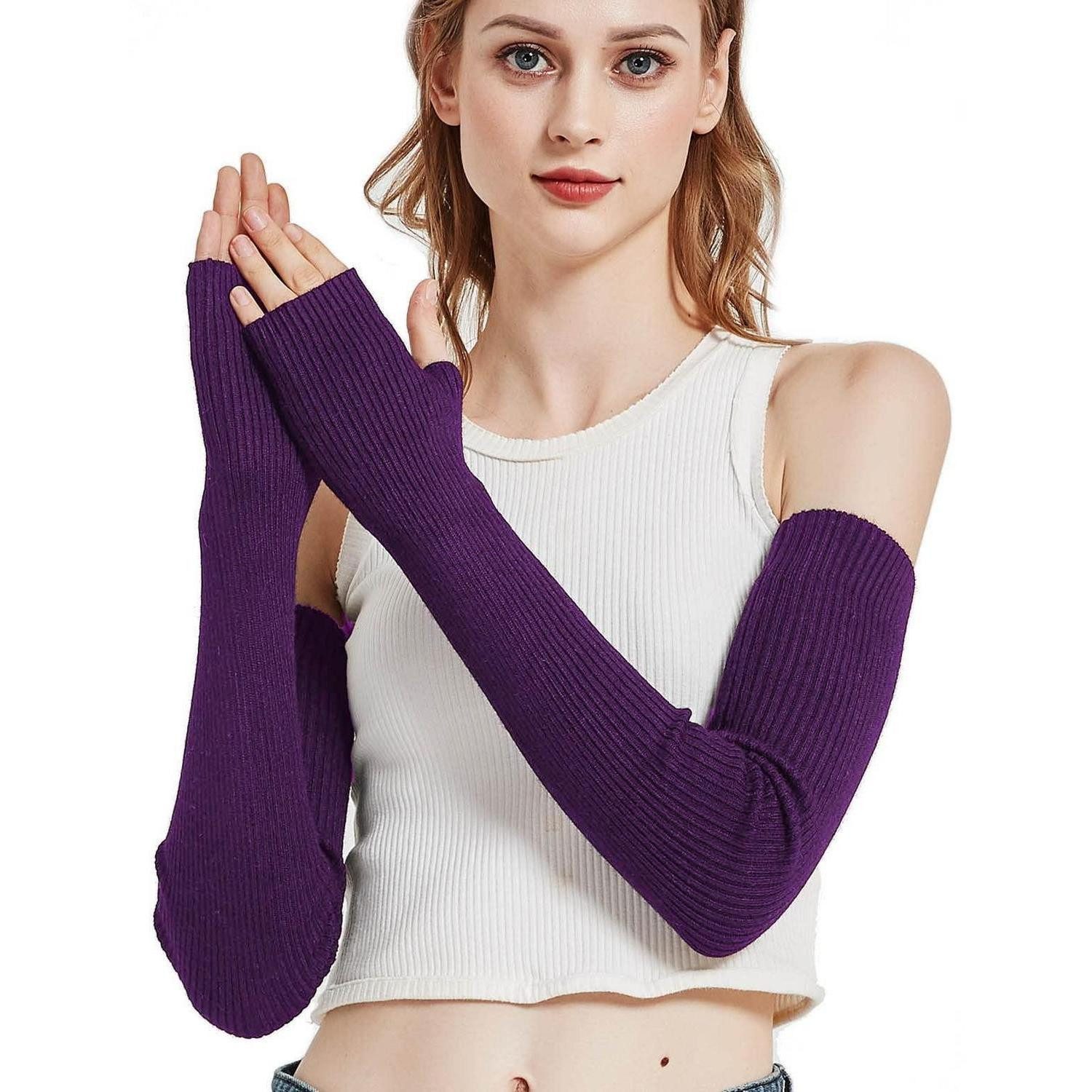 LuxusKollektion Armstulpen Armstulpen Damen Lang Gestrickt Violett (1-St)
