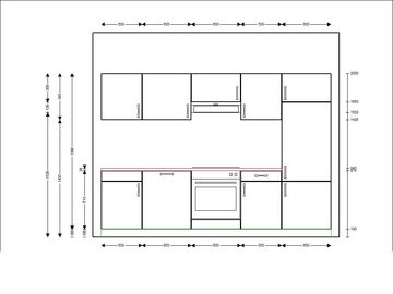 wiho Küchen Küchenzeile Valencia, Set 2, mit E-Geräten, Breite 280 cm