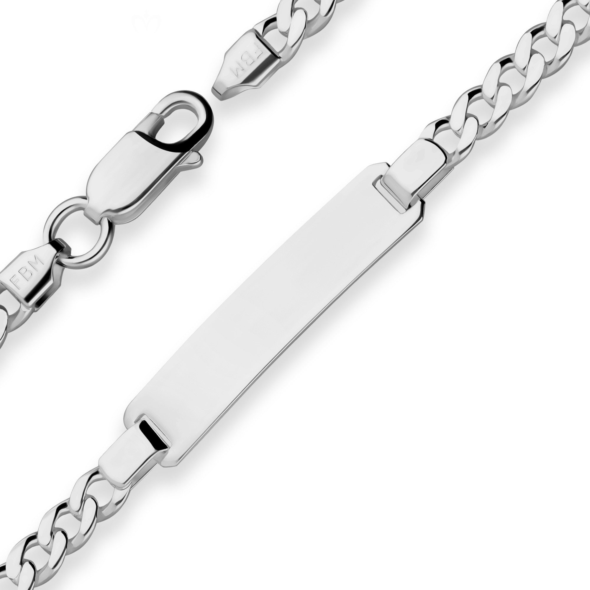 Schmuck Krone Panzerarmband 4,7mm Id-Armband Panzerkette Schildband 925 Silber rhodiniert, Silber 925