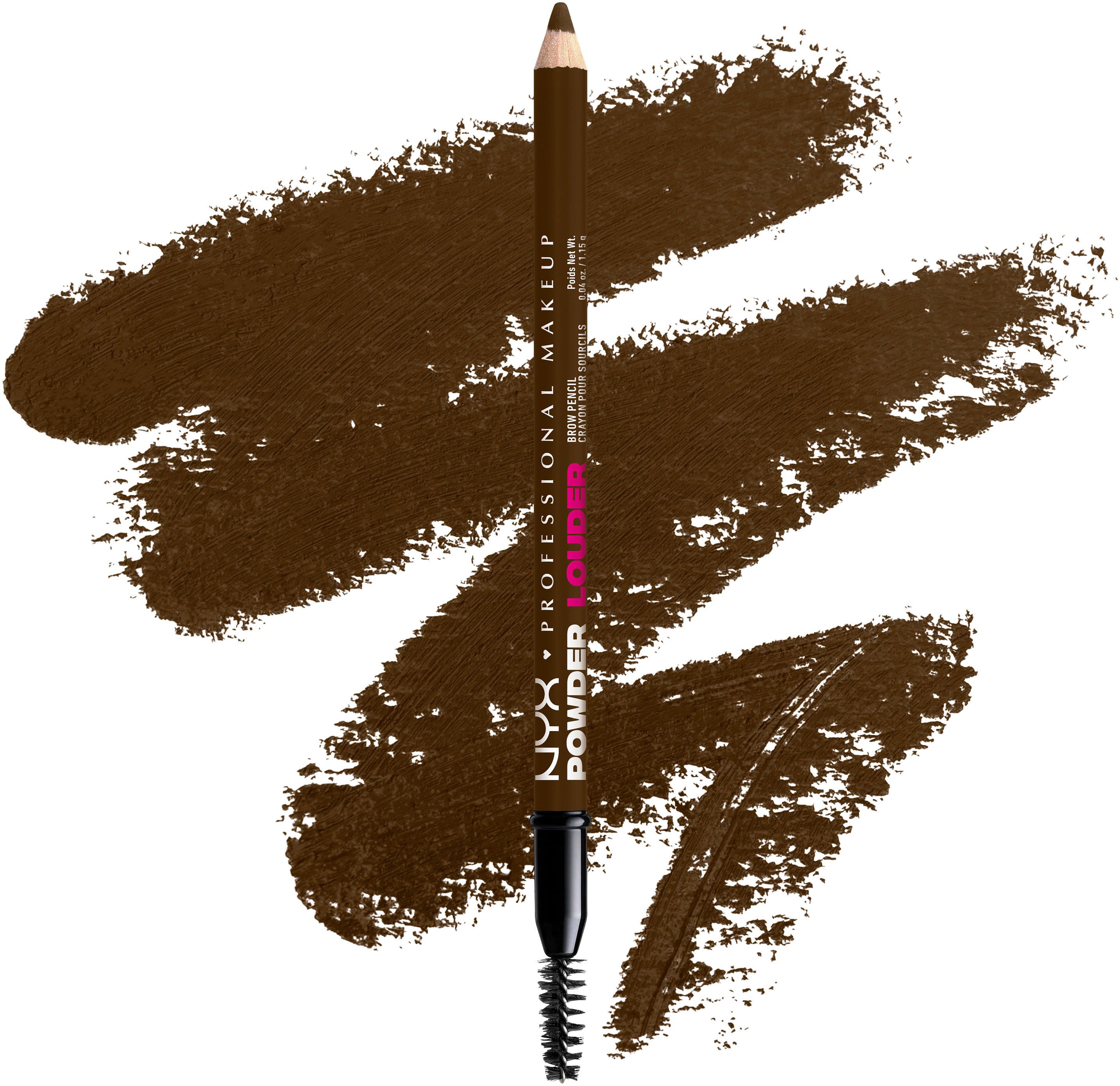 NYX PROFESSIONAL MAKEUP Augenbrauenpflege POWDER LOUDER BROW PENCIL, verleiht sowohl verdichtete als auch voller aussehende Augenbrauen
