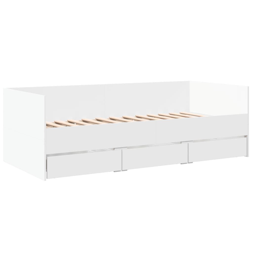 vidaXL Gästebett 90 x 200 cm Gästebett Tagesbett mit Schubladen Weiß 90x200 cm Spanplat