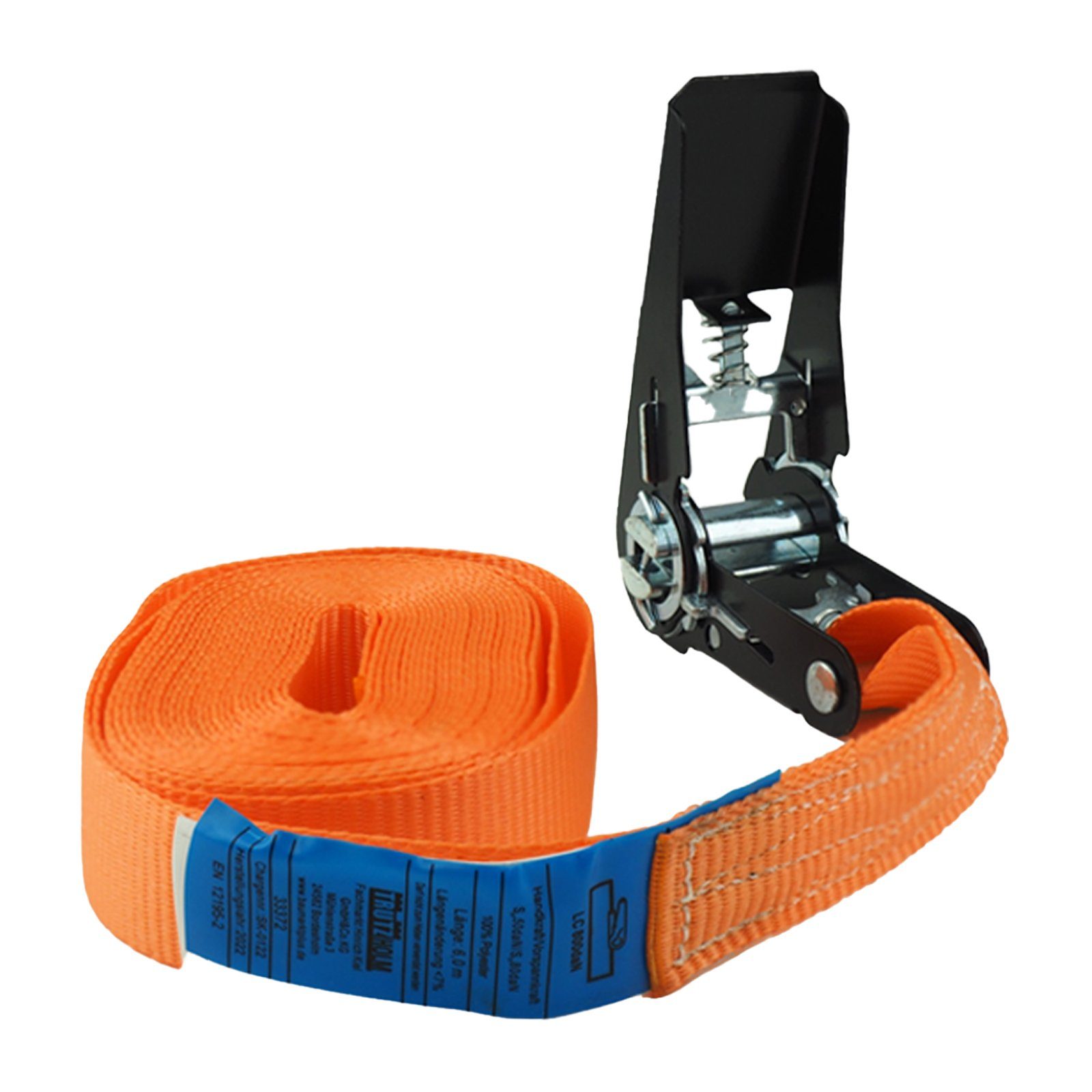 Spanngurt Spanngurt mit Ratsche 6m einteilig 800kg 0,8t orange