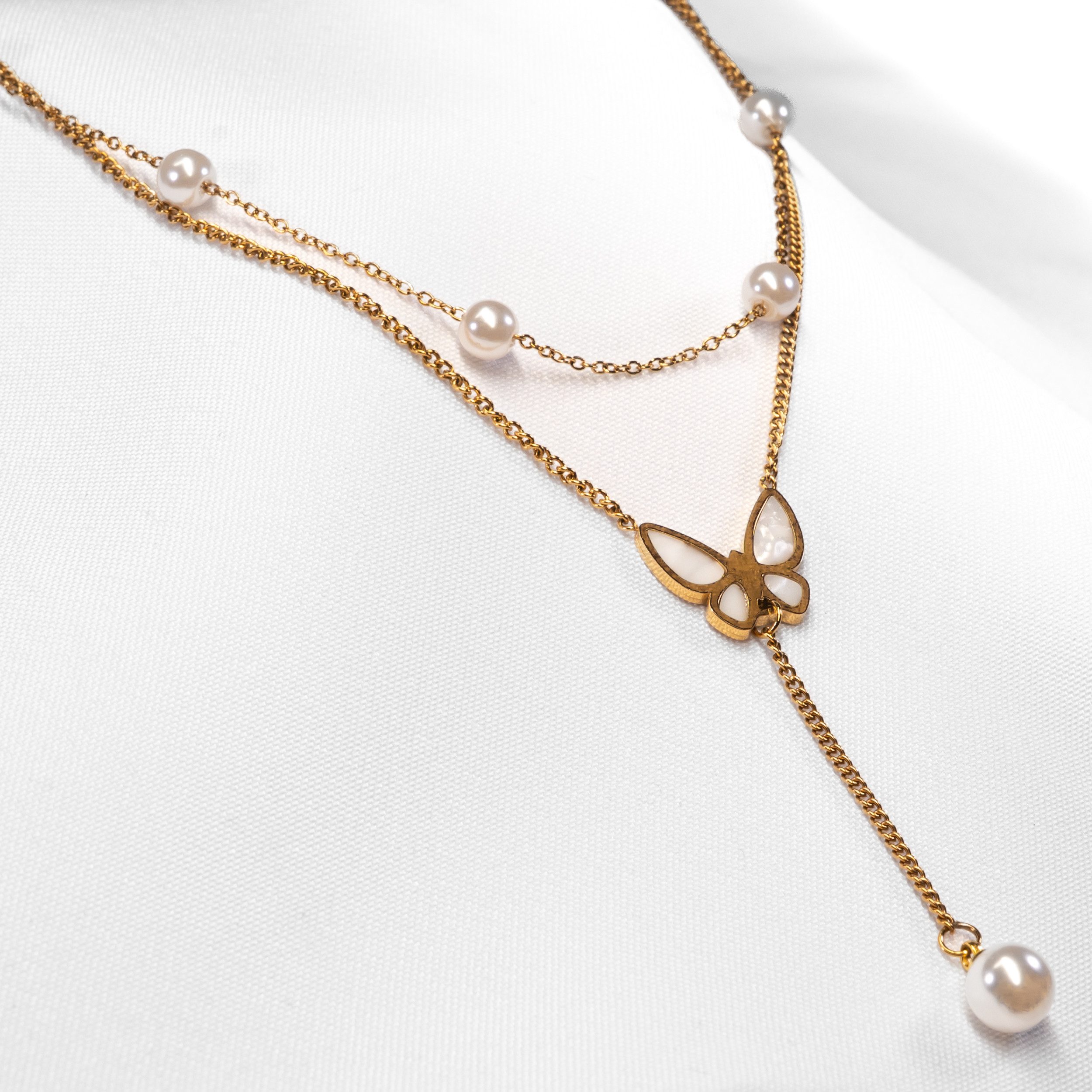 salazar.plus Kette mit Anhänger Vergoldete Schmetterling Perlen Edelstahl D günstig online kaufen