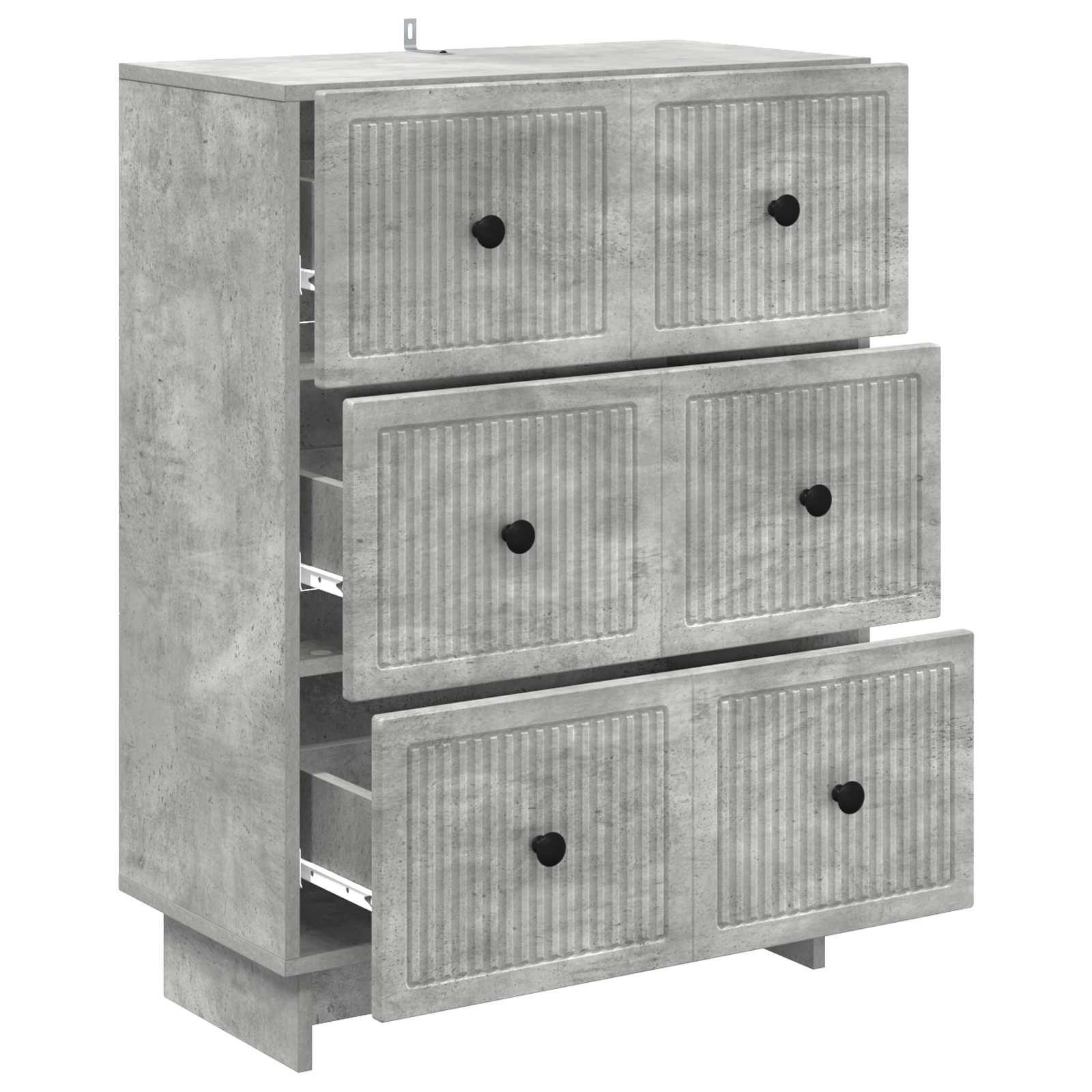 vidaXL Kommode 66 x 34,5 x 90 cm Kommode Schubladenschrank Sideboard Betongrau 66x34