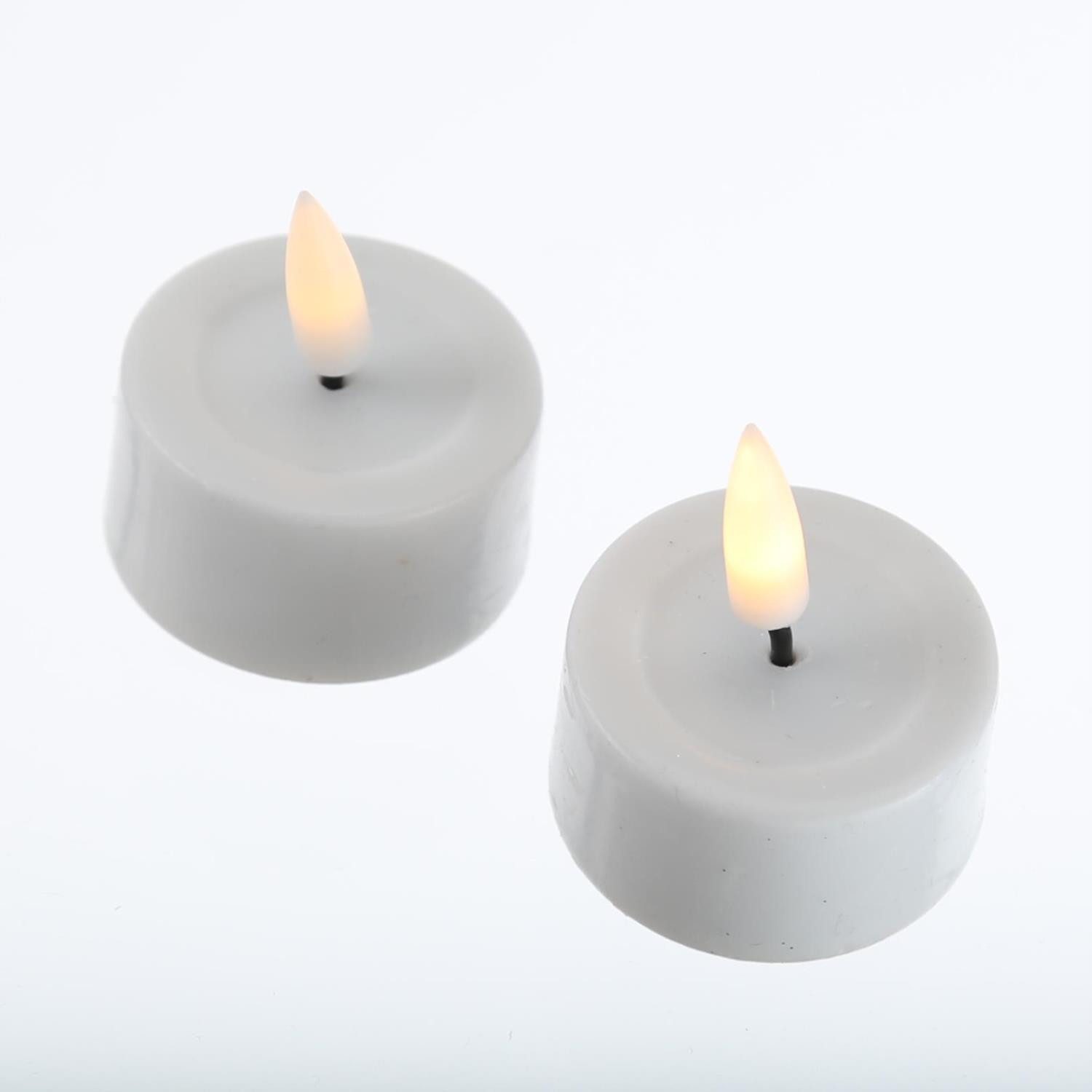 Deluxe Homeart LED-Teelicht LED Teelichter Mia flackernd mit Batterien D: 4,1cm weiß 2 Stück, LED Classic, warmweiß (2100K bis 3000K)